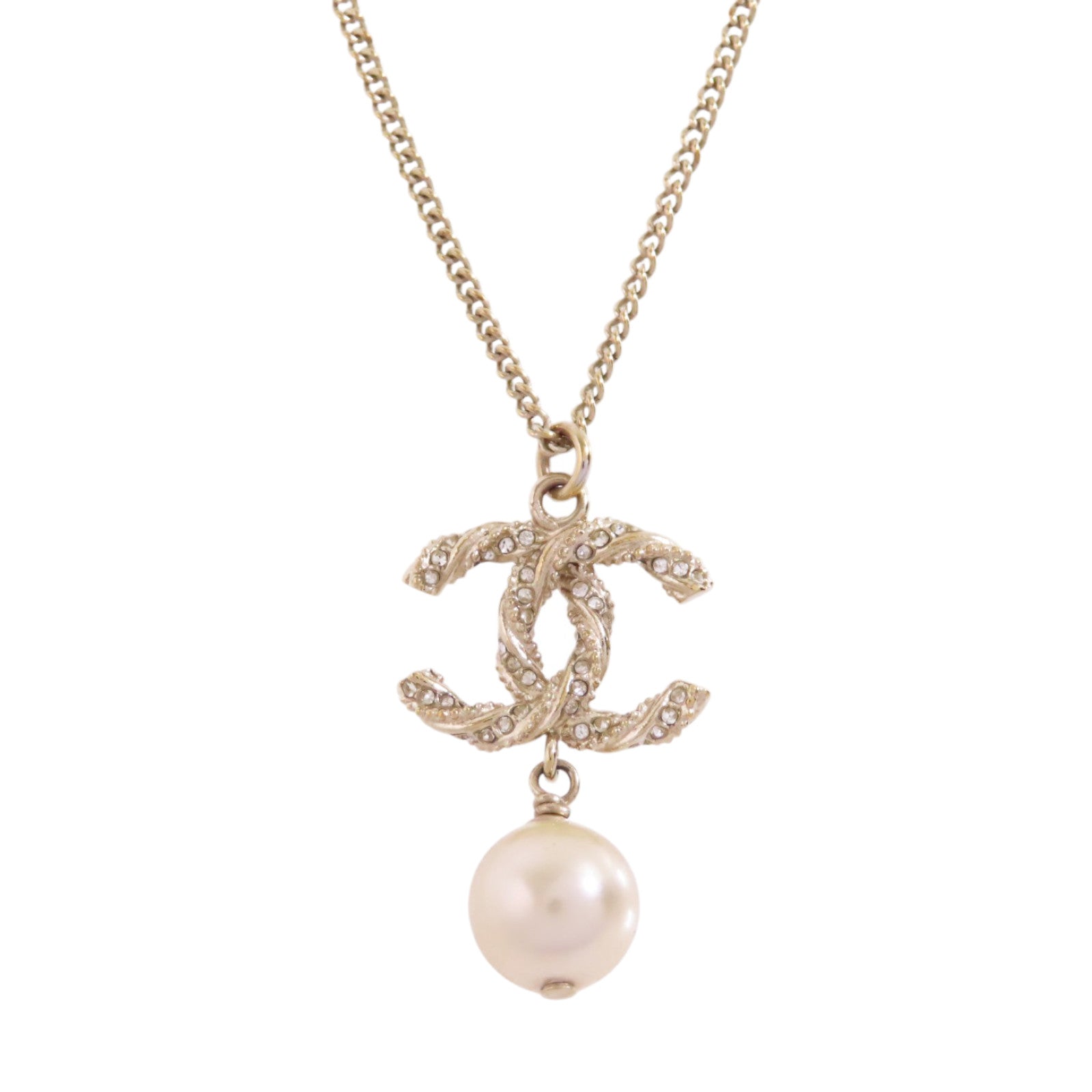 CHANEL CC Necklace A63047 Metal PVC Rhinestone