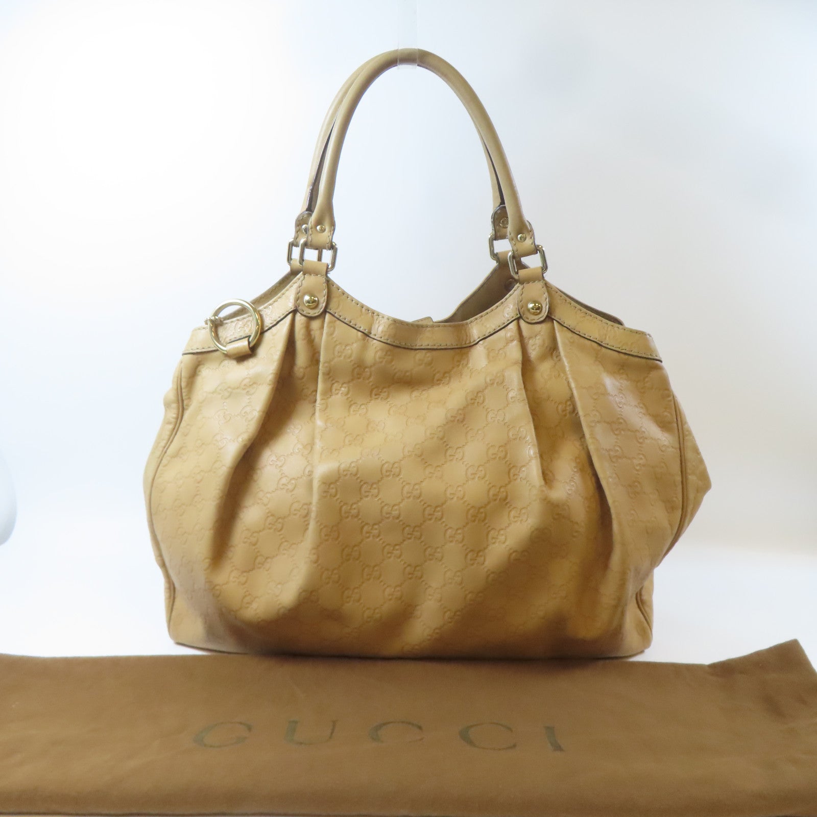 GUCCI 牛皮皮革Shoulder Bag金扣肩背袋啡色