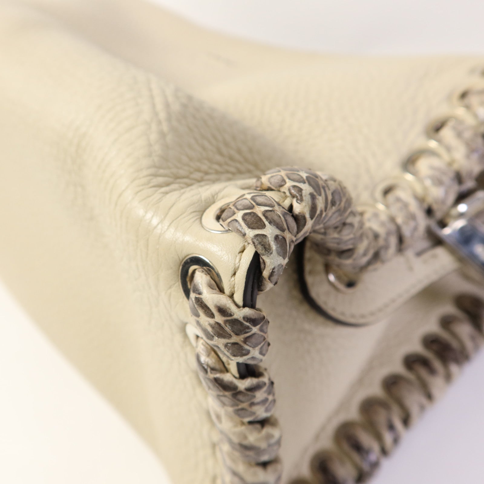 FENDI 牛皮/蛇皮皮革2 Way Shoulder Bag銀扣手挽肩背兩用袋