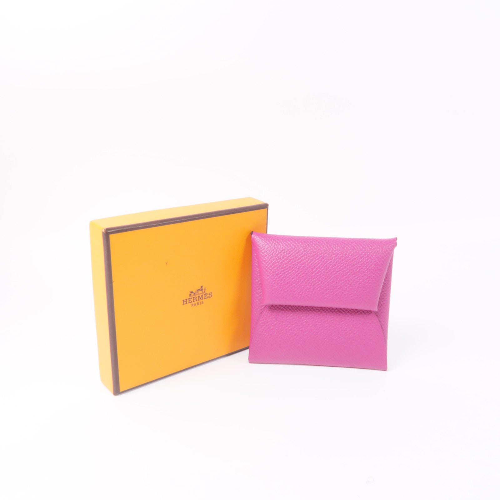 HERMES 【激減優惠】Epsom皮革Bastia銀扣零錢包Rose Purple