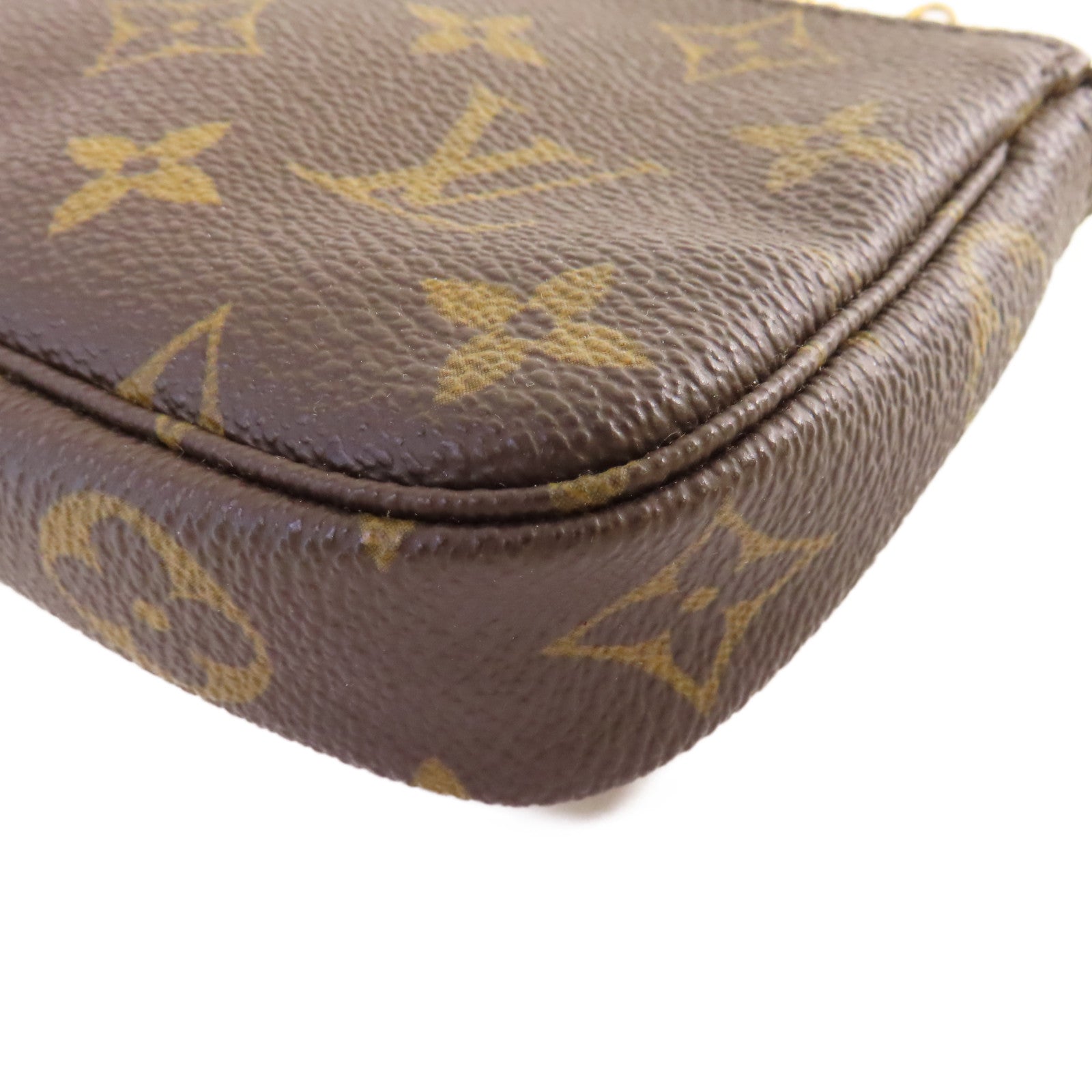 LOUIS VUITTON Monogram Mini Pochette Accessoires金扣鏈帶手拿包啡色