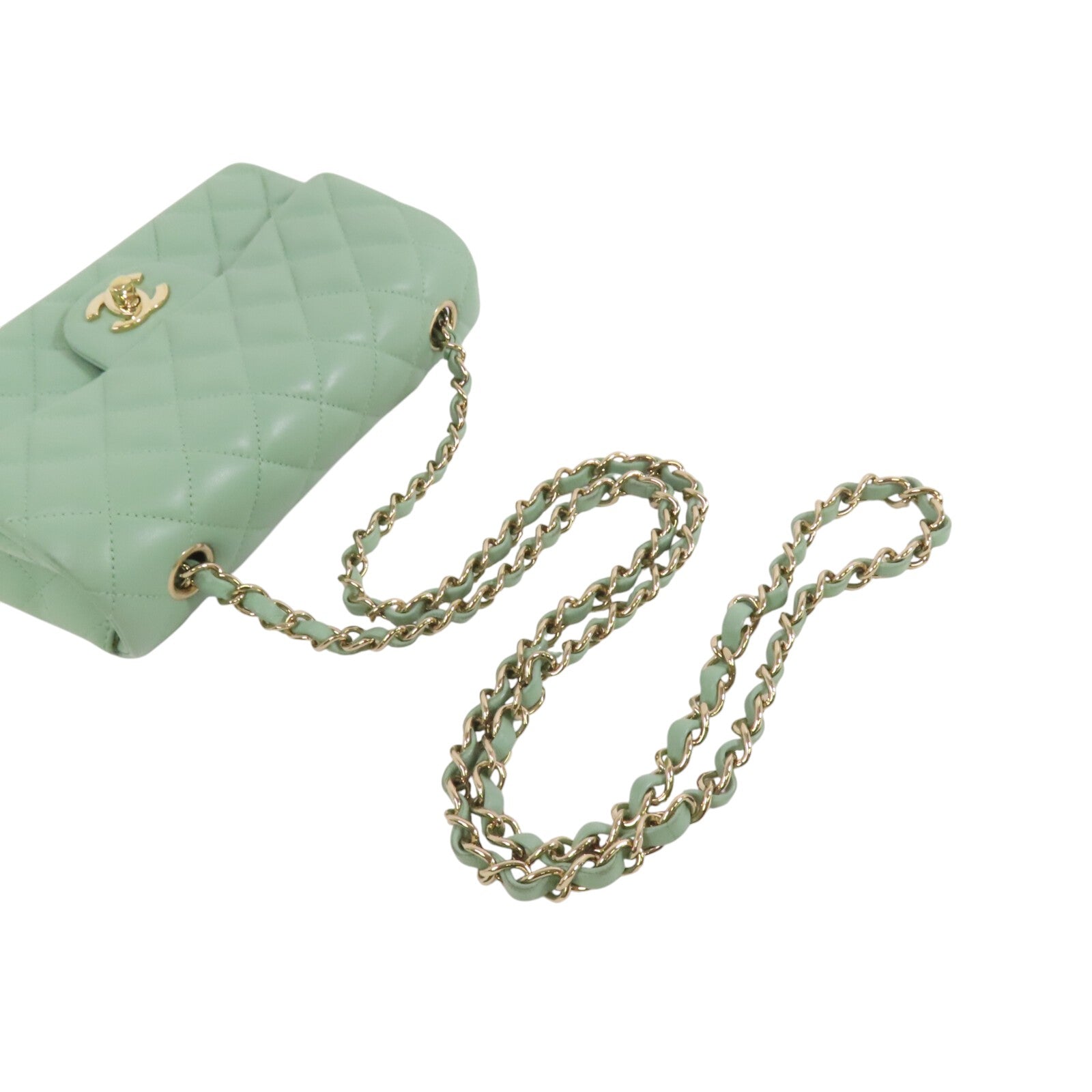 CHANEL 羊皮皮革Mini Classic 20金扣鏈帶肩背袋