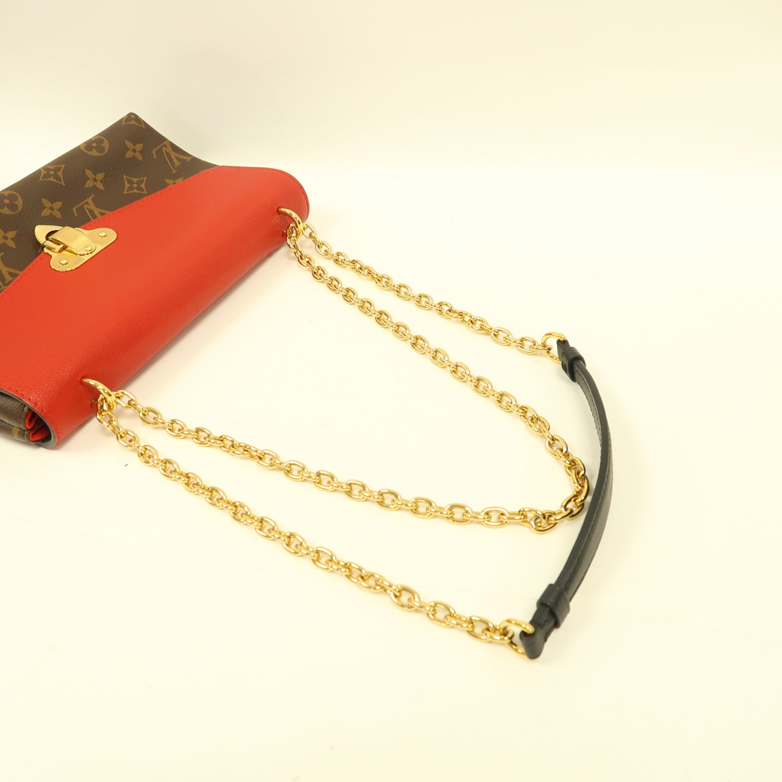 LOUIS VUITTON Monogram Saint Placide金扣鏈帶肩背袋啡色/紅色