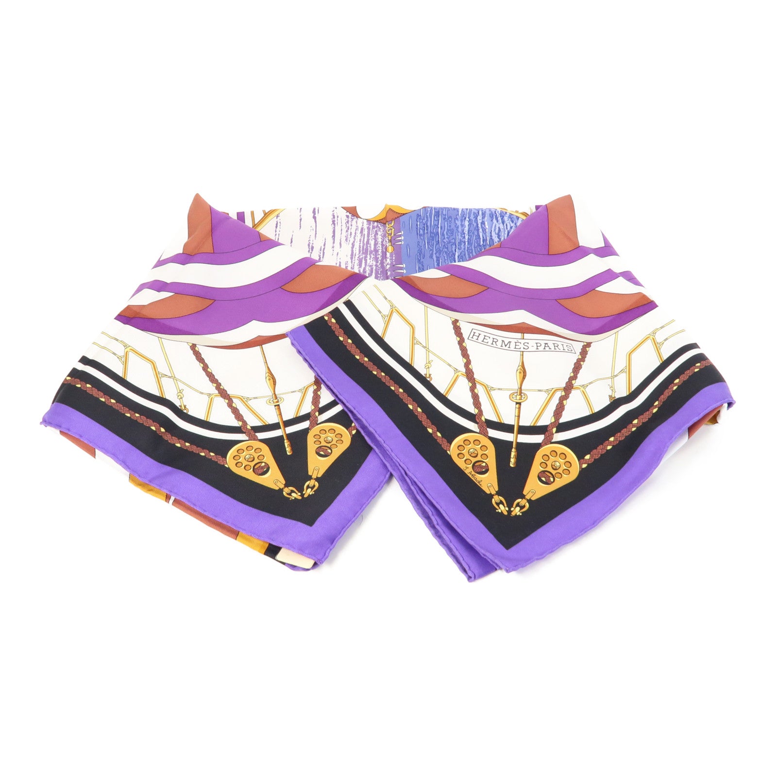 HERMES 絲質Scarf 90x90絲巾紫色/黑色