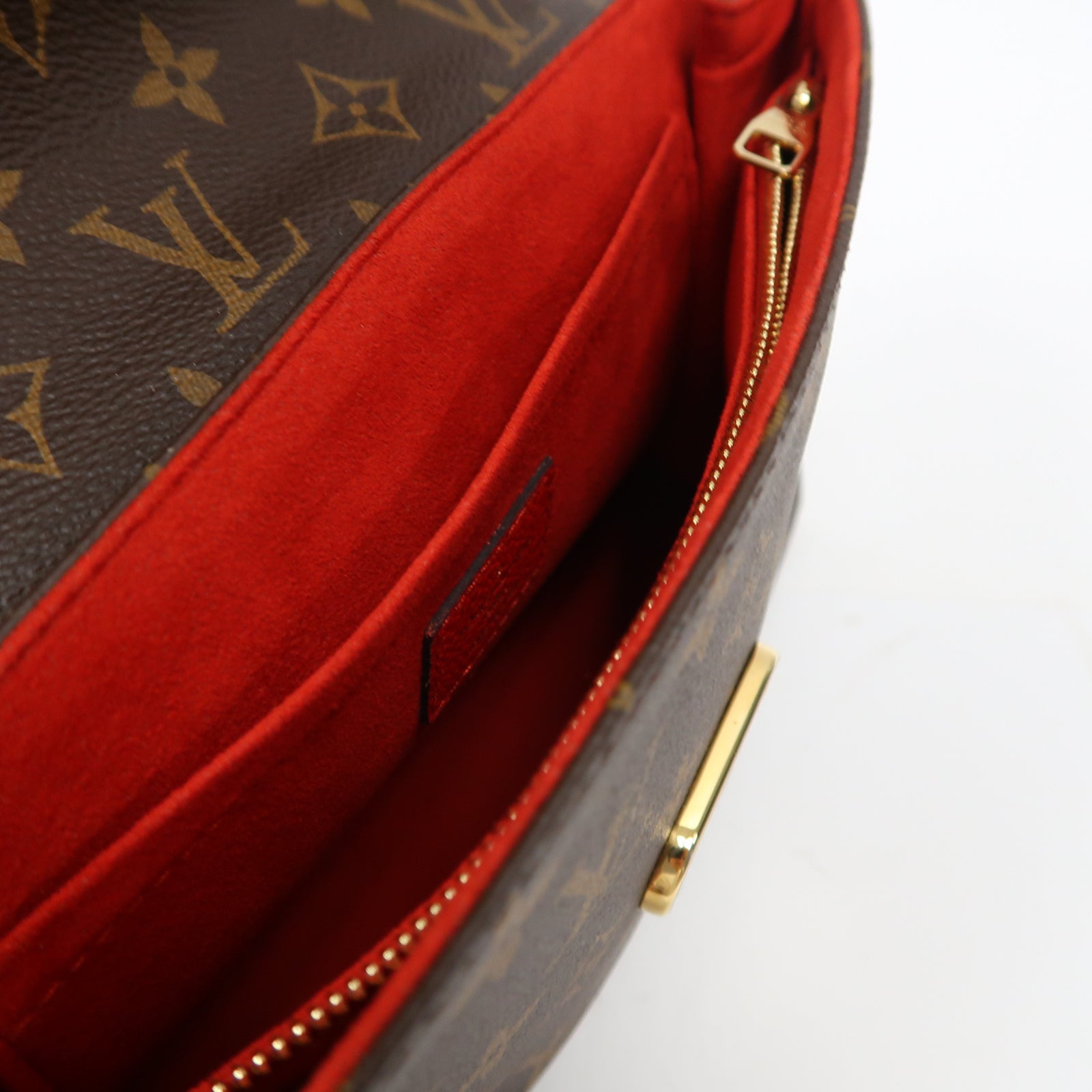 LOUIS VUITTON Monogram Saint Placide金扣鏈帶肩背袋啡色/紅色