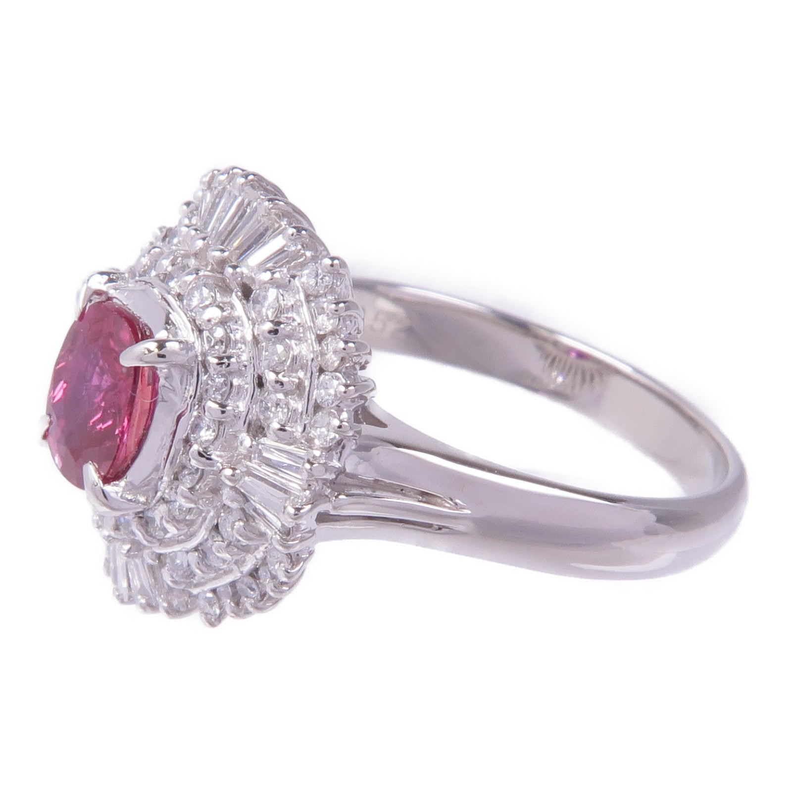 JEWELRY PT900鉑金Ruby Diamond Ring紅寶石/鑽石戒指US#5.5