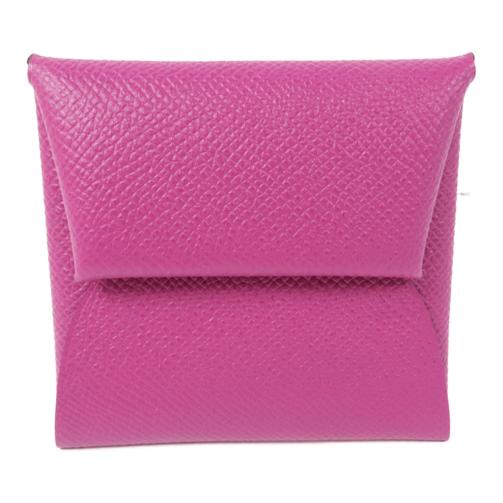 HERMES Epsom皮革Bastia銀扣零錢包Rose Purple