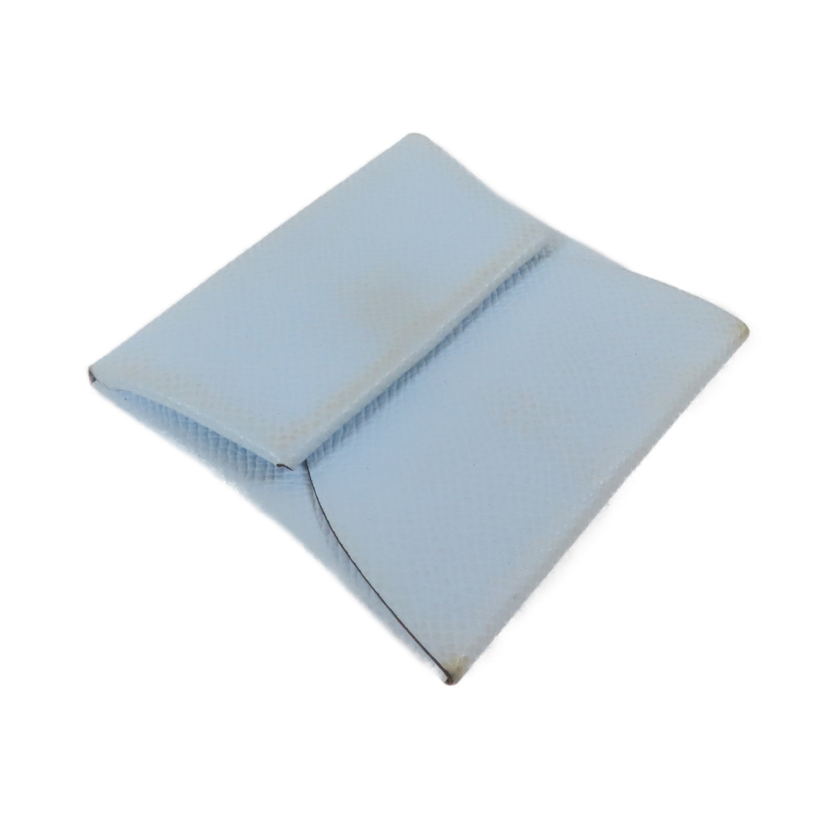 HERMES Epsom皮革Bastia銀扣零錢包Bleu Pale/聖杯藍
