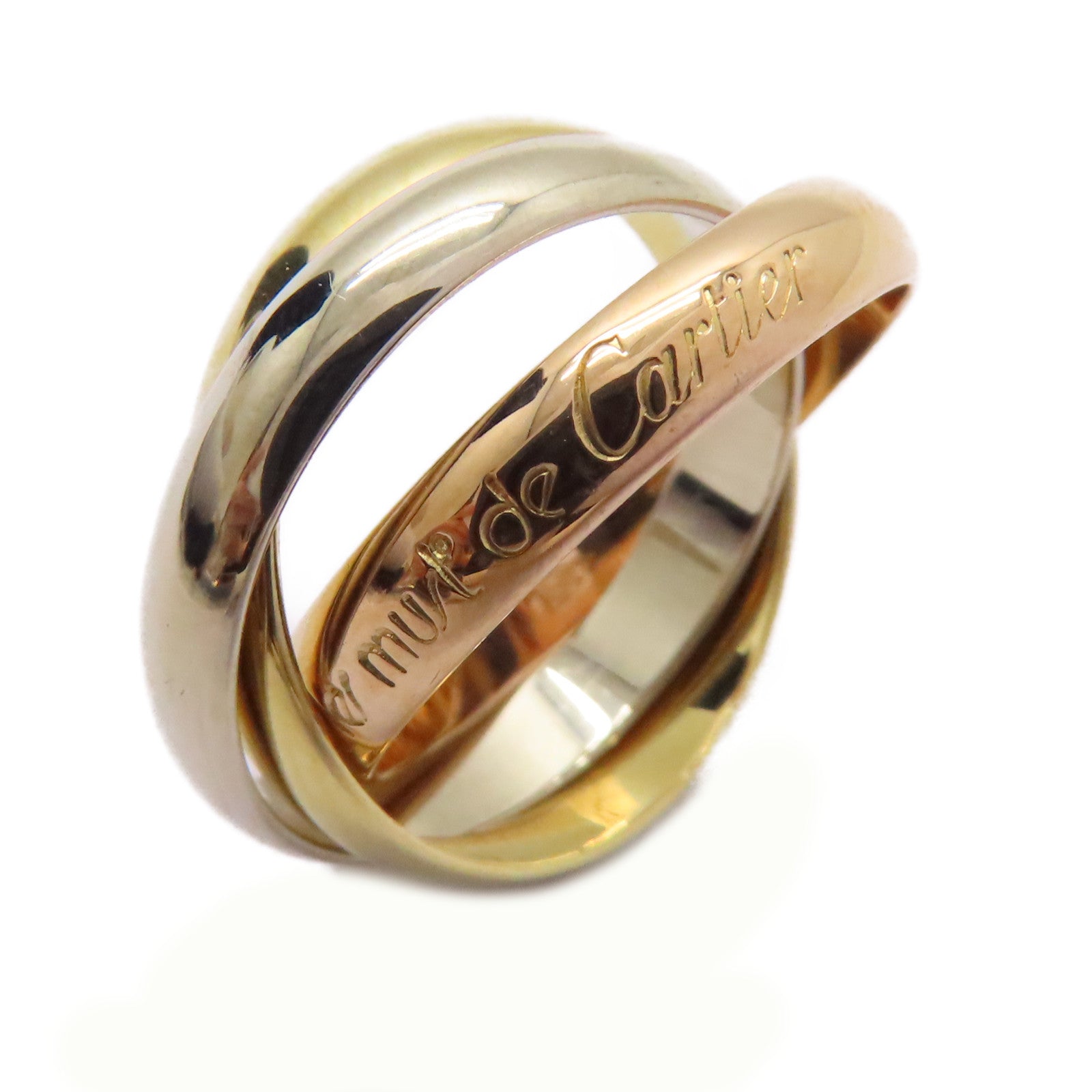 CARTIER 18K黃金/白金/玫瑰金Trinity Ring戒指US#5.75/Cartier#51