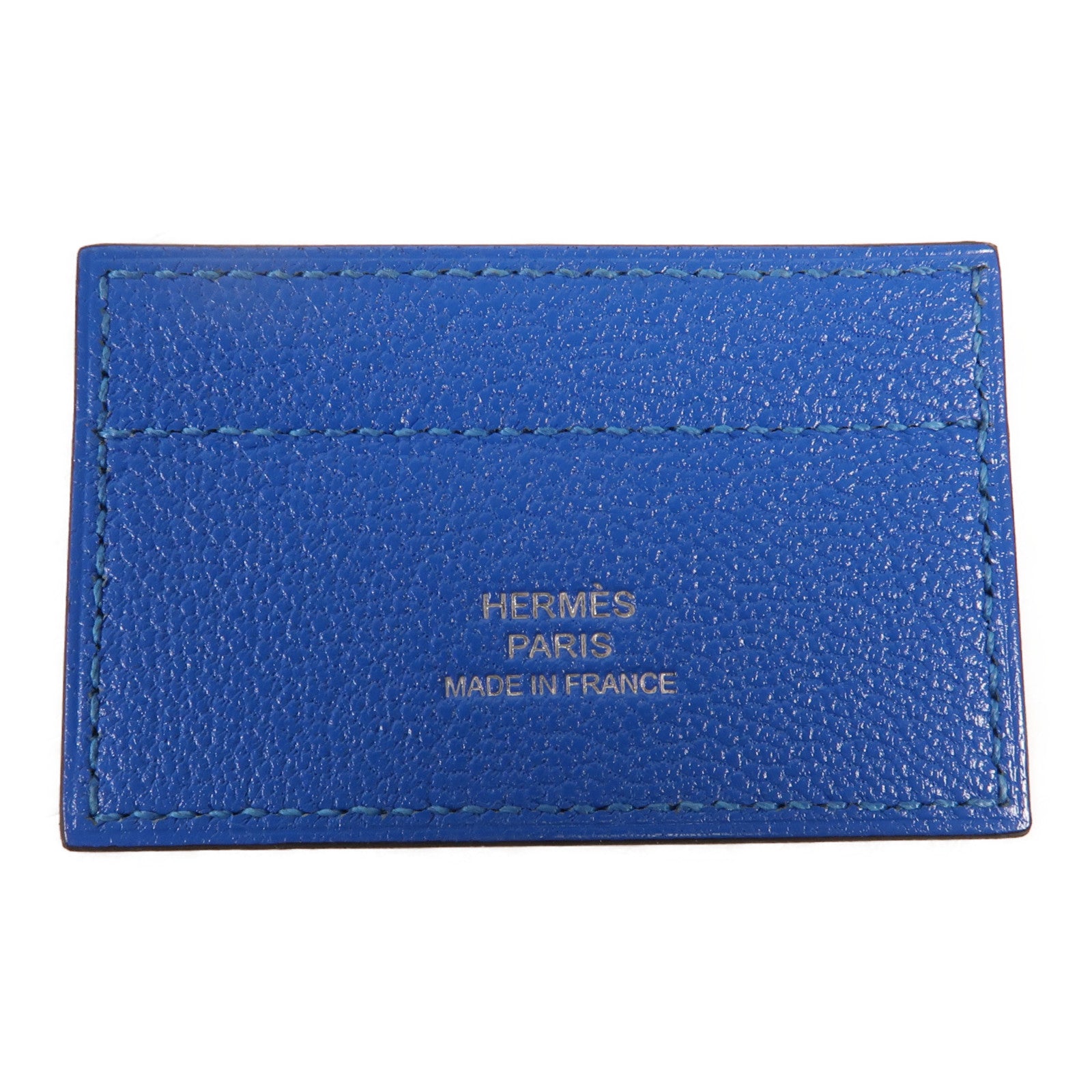 HERMES Chevre皮革Cinhetic To Go Wallet銀扣肩背袋Blue Brighton