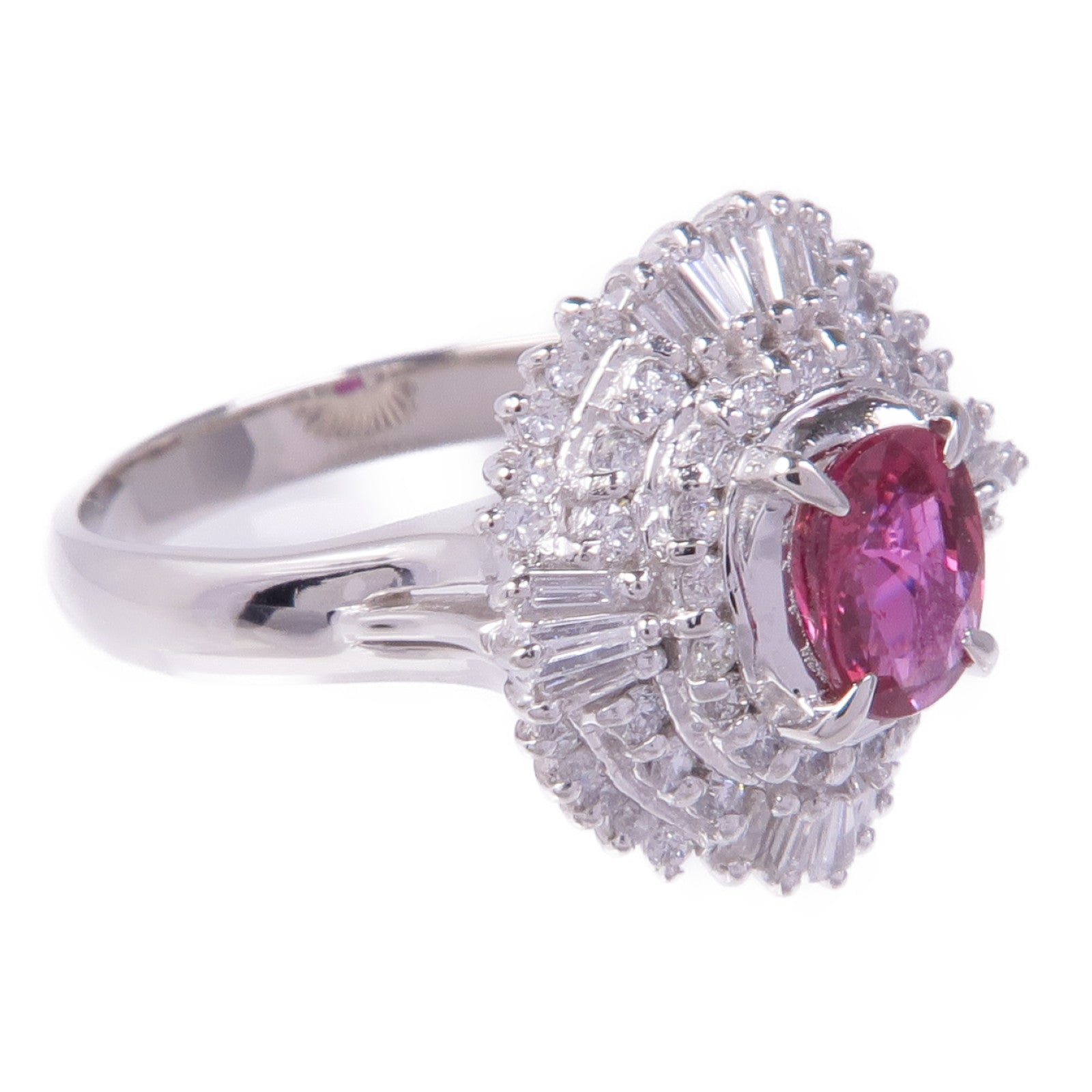 JEWELRY PT900鉑金Ruby Diamond Ring紅寶石/鑽石戒指US#5.5