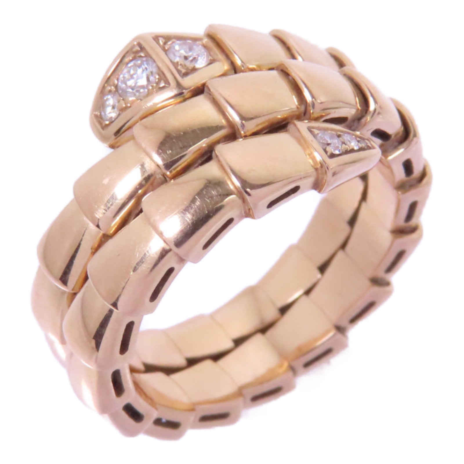 BVLGARI 18K玫瑰金Serperti Viper Diamond Ring鑽石戒指US#5.5