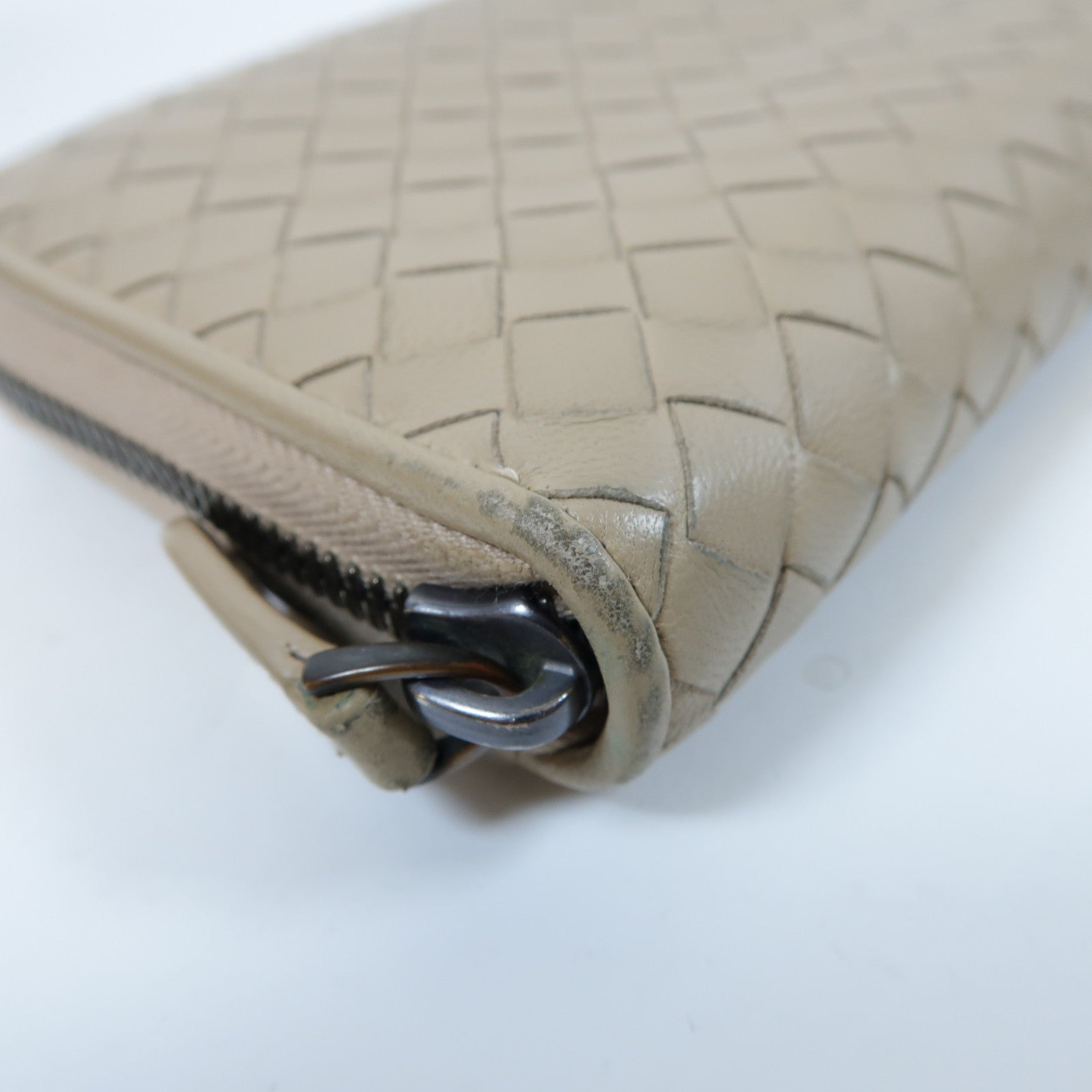 BOTTEGA VENETA 【激減優惠】織紋皮革Zipper Long Wallet拉鍊長錢包米色
