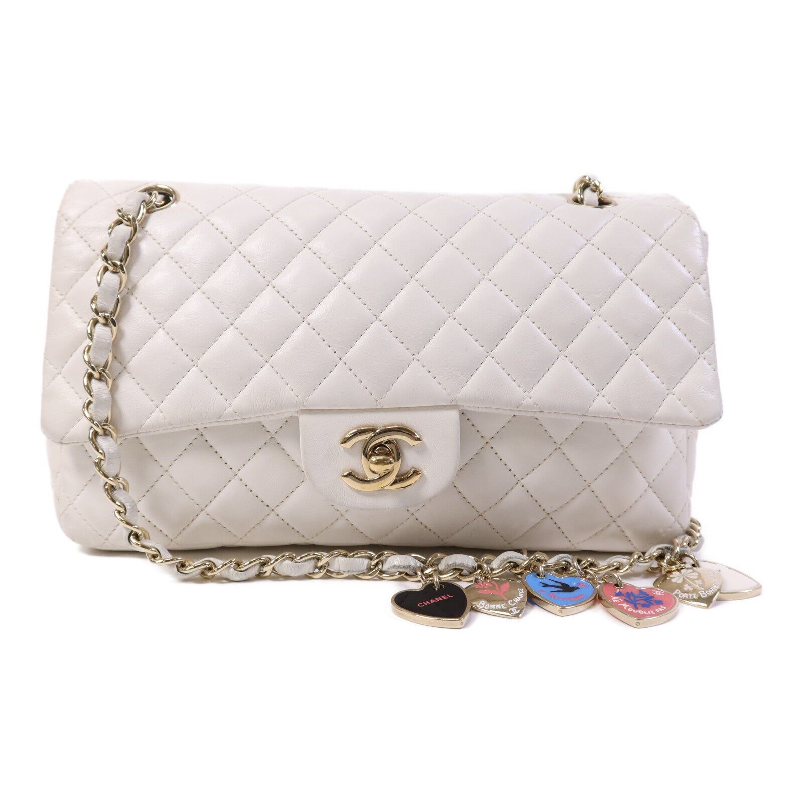 CHANEL 羊皮皮革Classique Valentine金扣鏈帶肩背袋