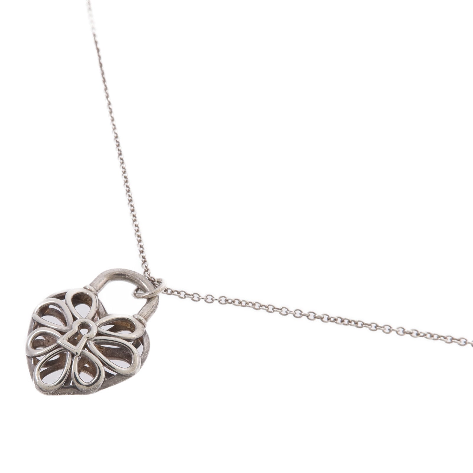 TIFFANY＆CO 925純銀Tiffany Heart Lock Pendant項鍊