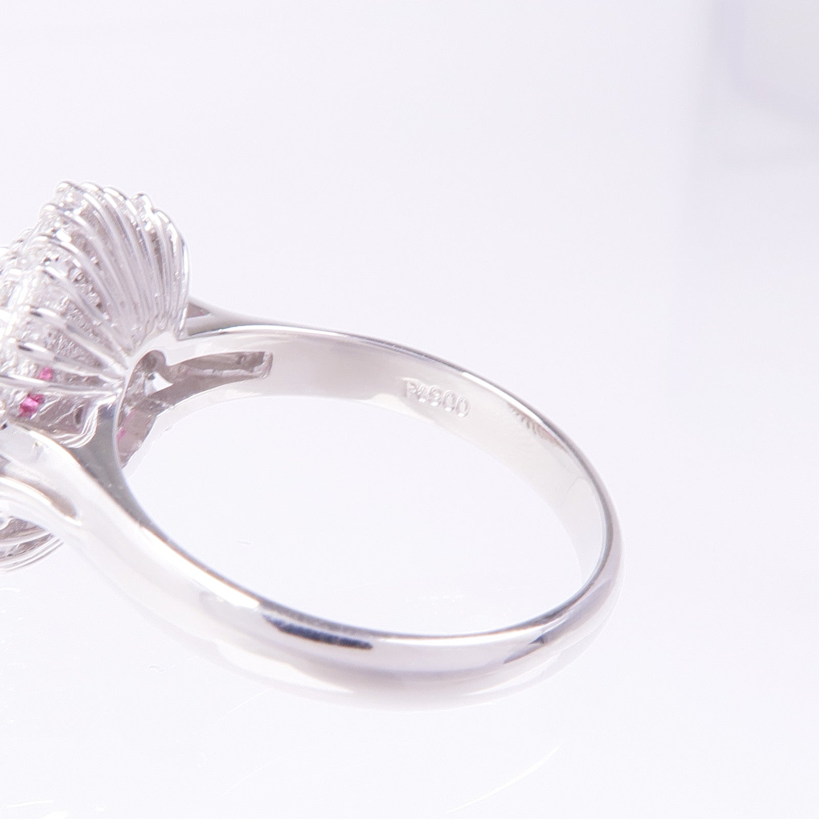 JEWELRY 【激減優惠】PT900鉑金Ruby Diamond Ring紅寶石/鑽石戒指US#5.5