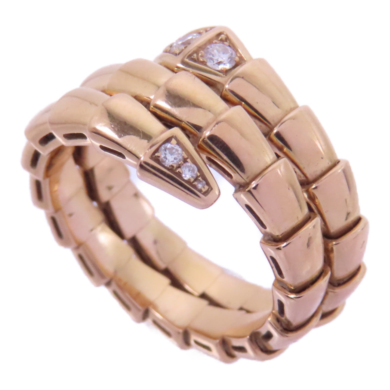 BVLGARI 18K玫瑰金Serperti Viper Diamond Ring鑽石戒指US#5.5
