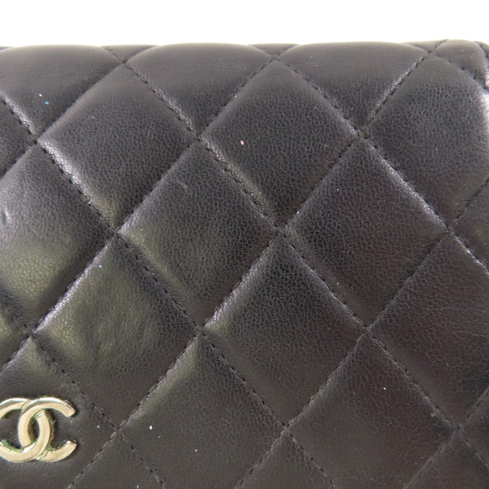 CHANEL 羊皮皮革Long Wallet銀扣長錢包