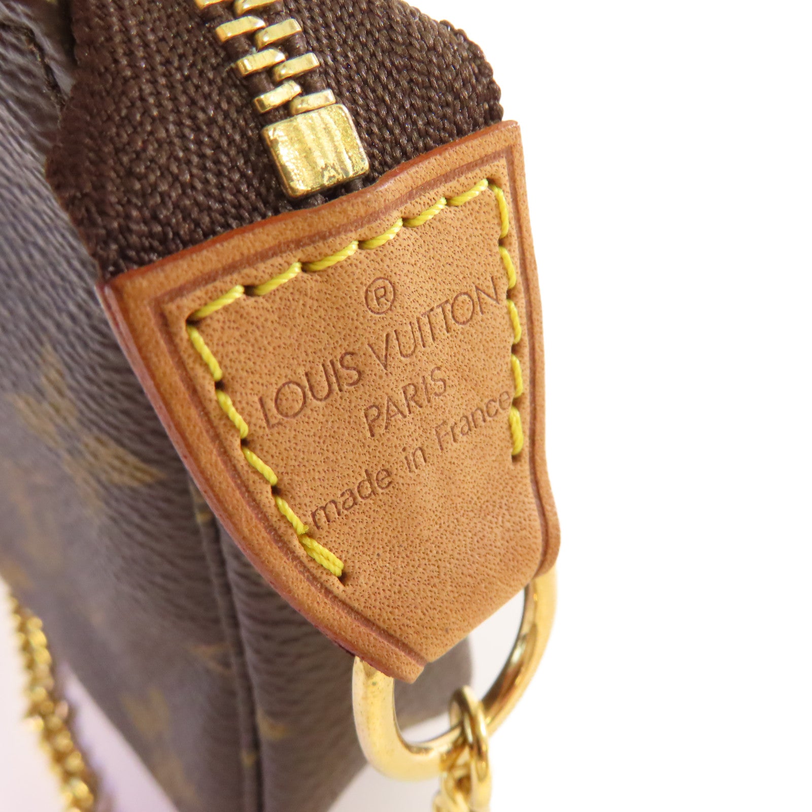 LOUIS VUITTON Monogram Mini Pochette Accessoires金扣鏈帶手拿包啡色