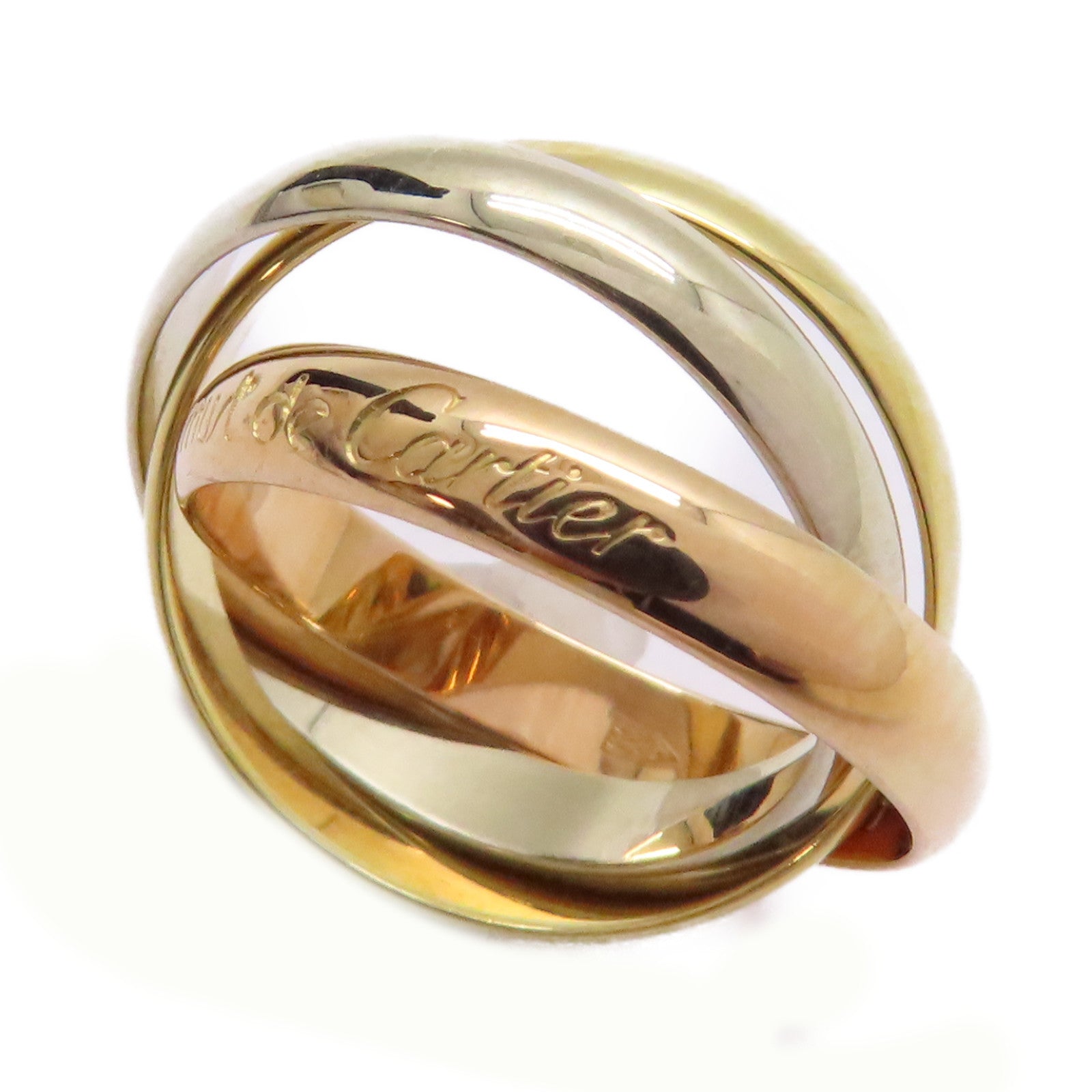 CARTIER 18K黃金/白金/玫瑰金Trinity Ring戒指US#5.75/Cartier#51