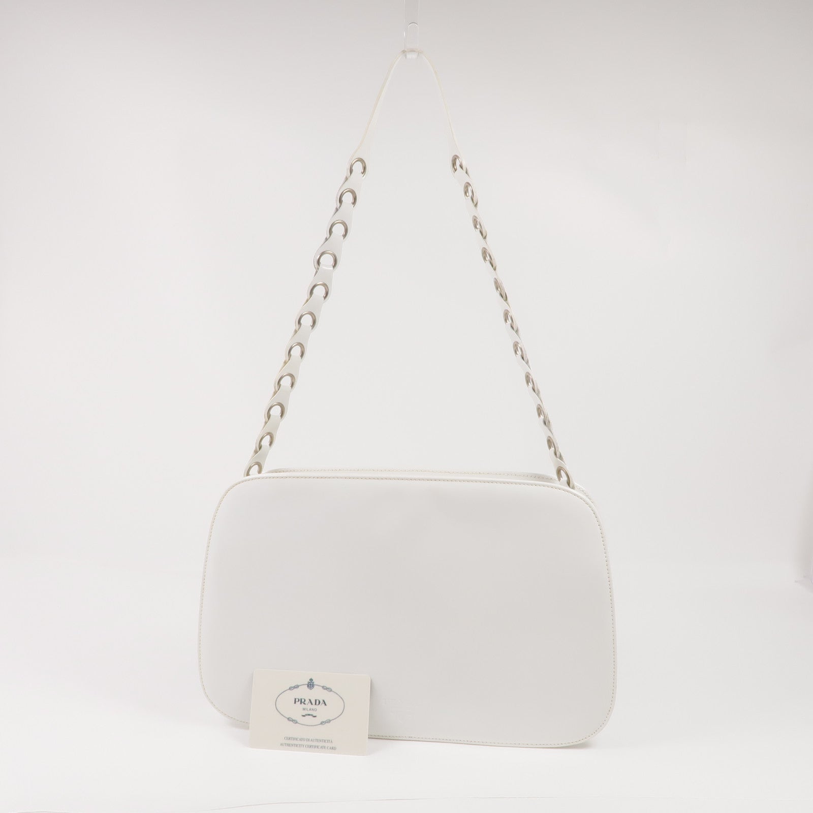 PRADA 漆皮皮革Shoulder Bag銀扣肩背袋