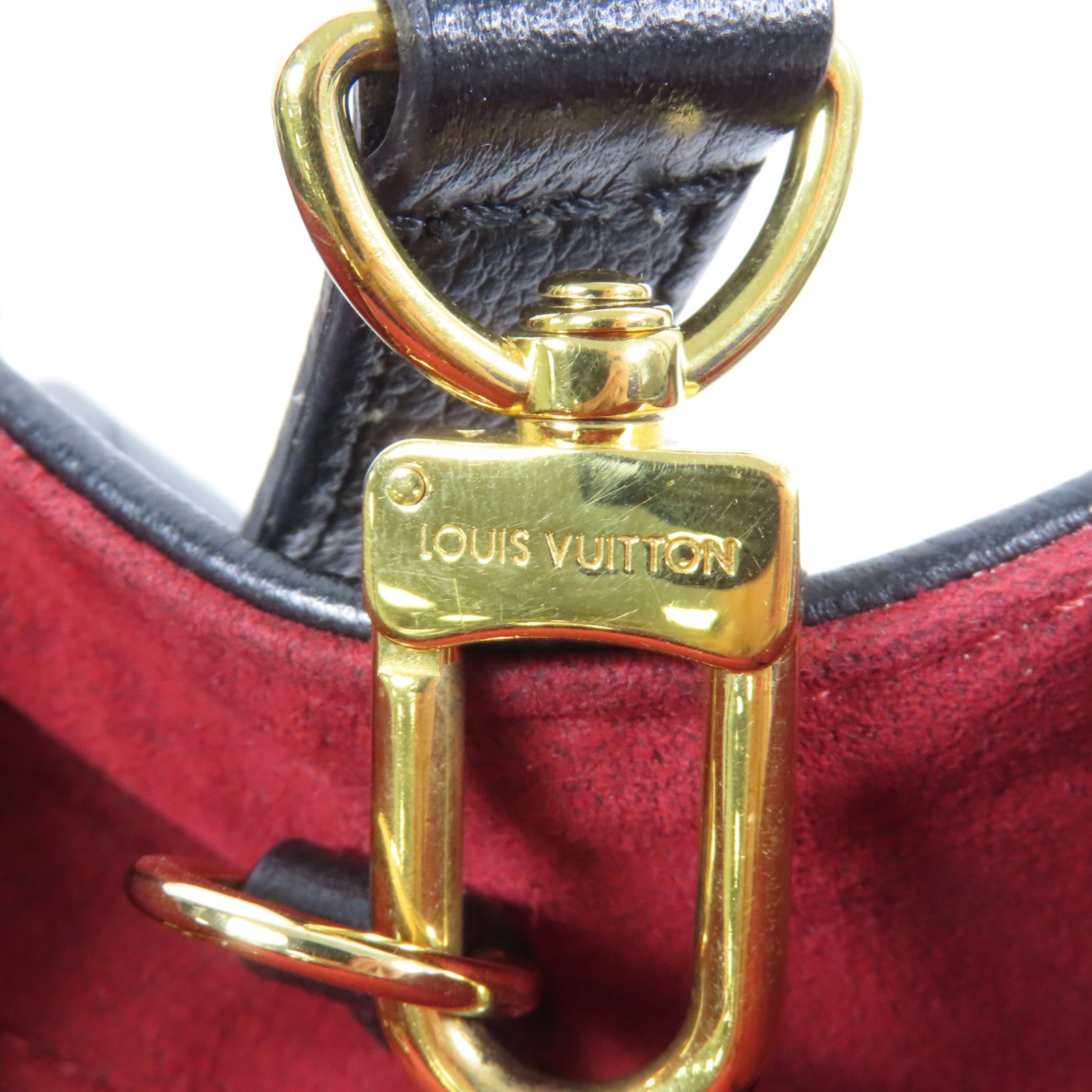 LOUIS VUITTON Monogram Empreinte On The Go PM金扣手挽肩背兩用袋黑色/米色