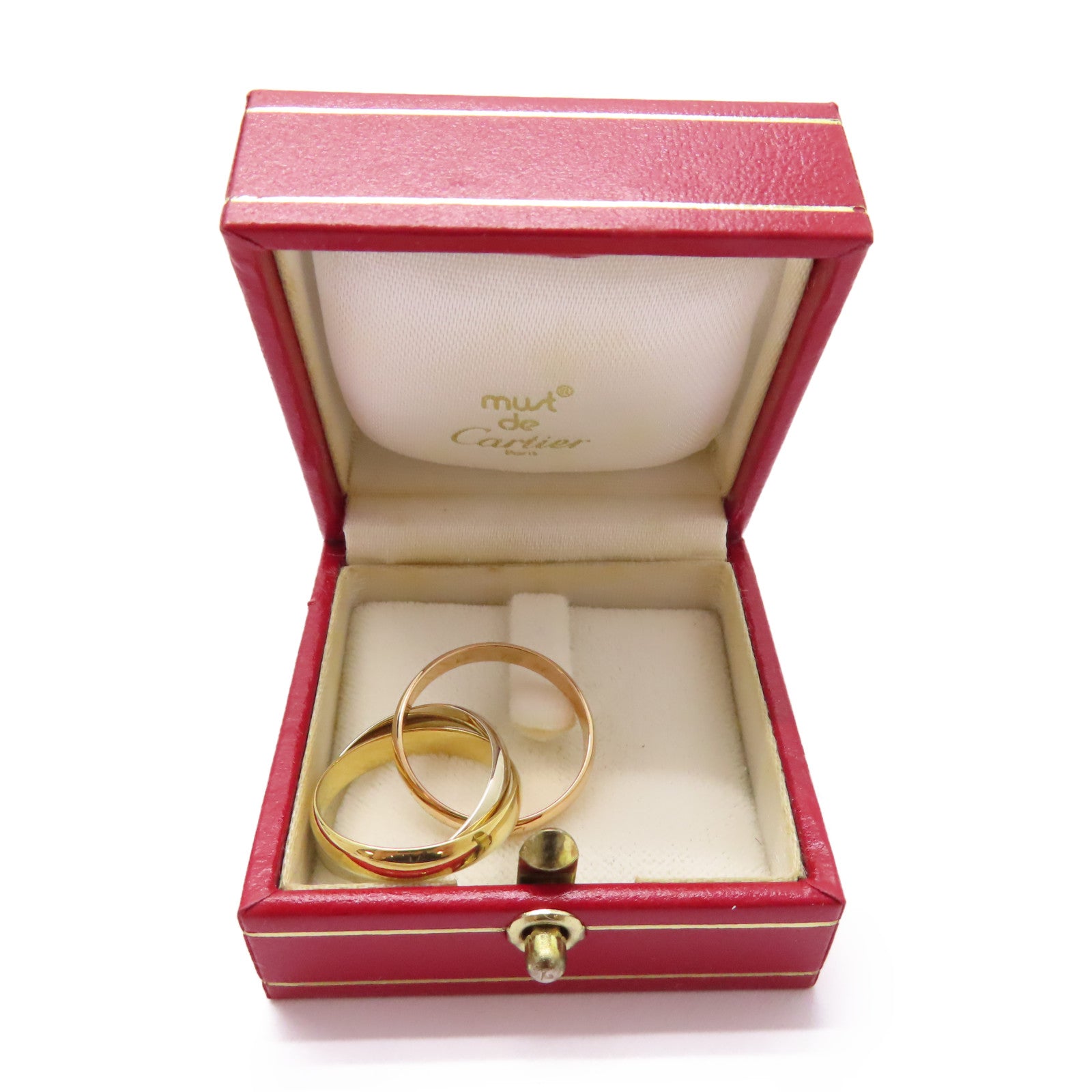 CARTIER 18K黃金/白金/玫瑰金Trinity Ring戒指US#5.75/Cartier#51