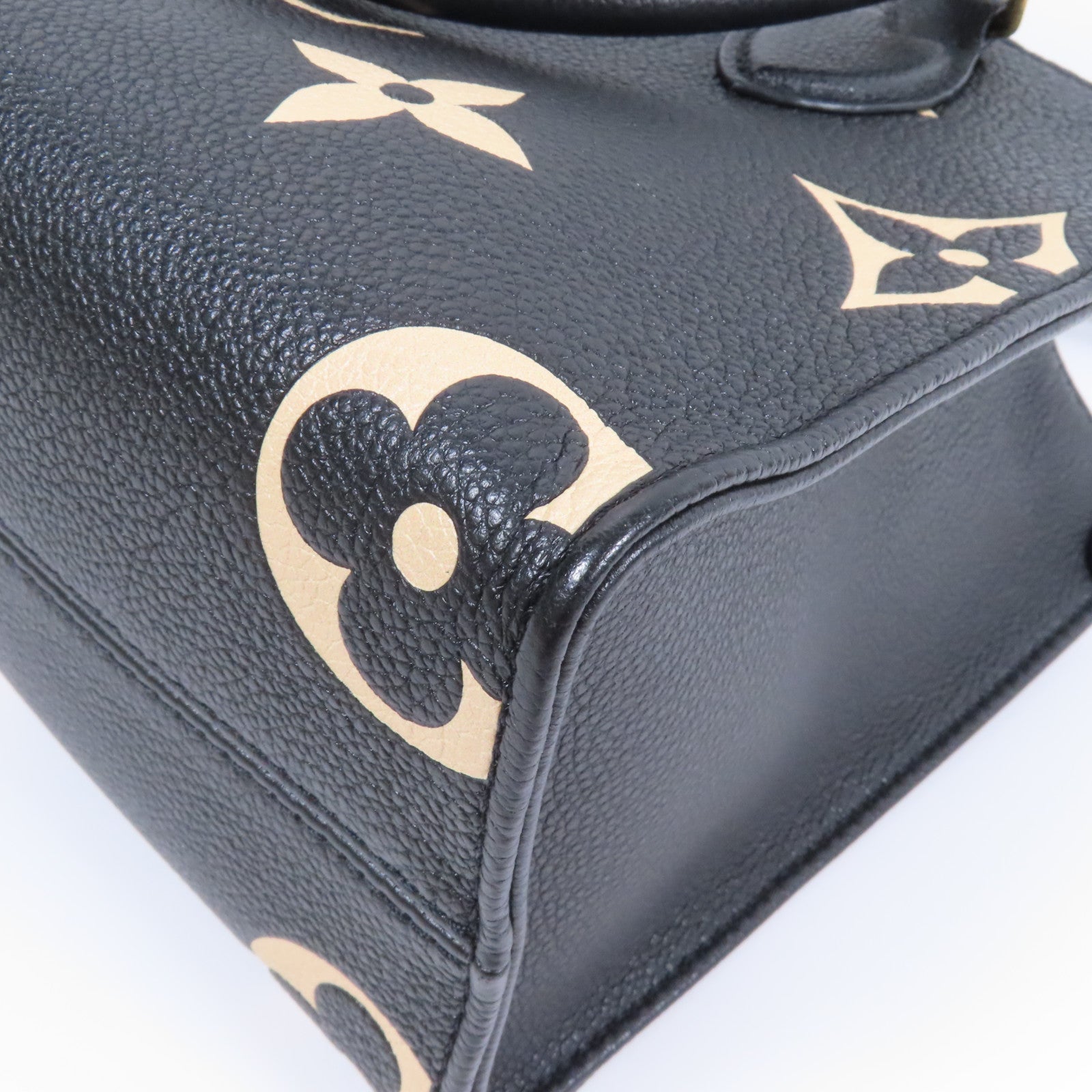 LOUIS VUITTON Monogram Empreinte On The Go PM金扣手挽肩背兩用袋黑色/米色
