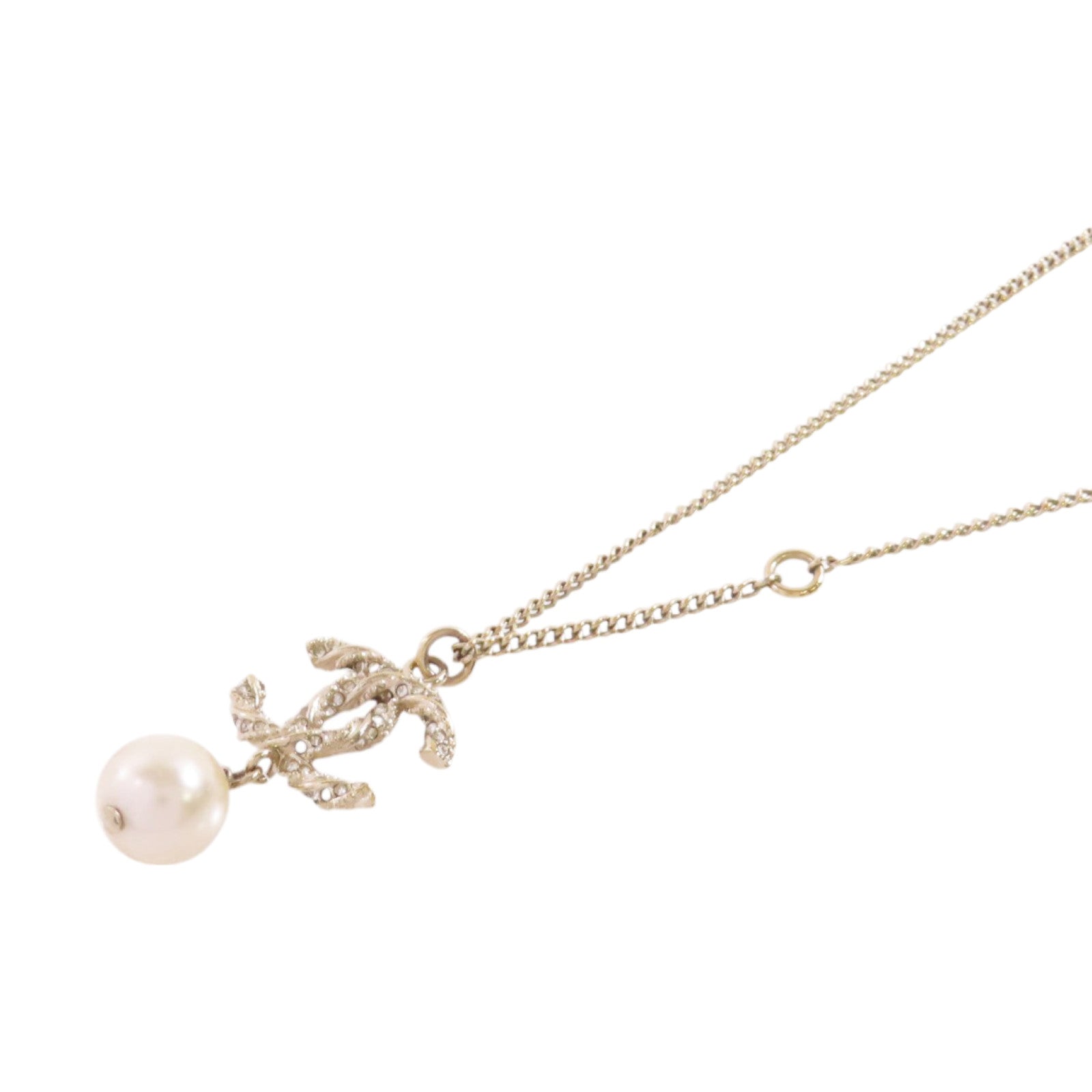 CHANEL CC Necklace A63047 Metal PVC Rhinestone