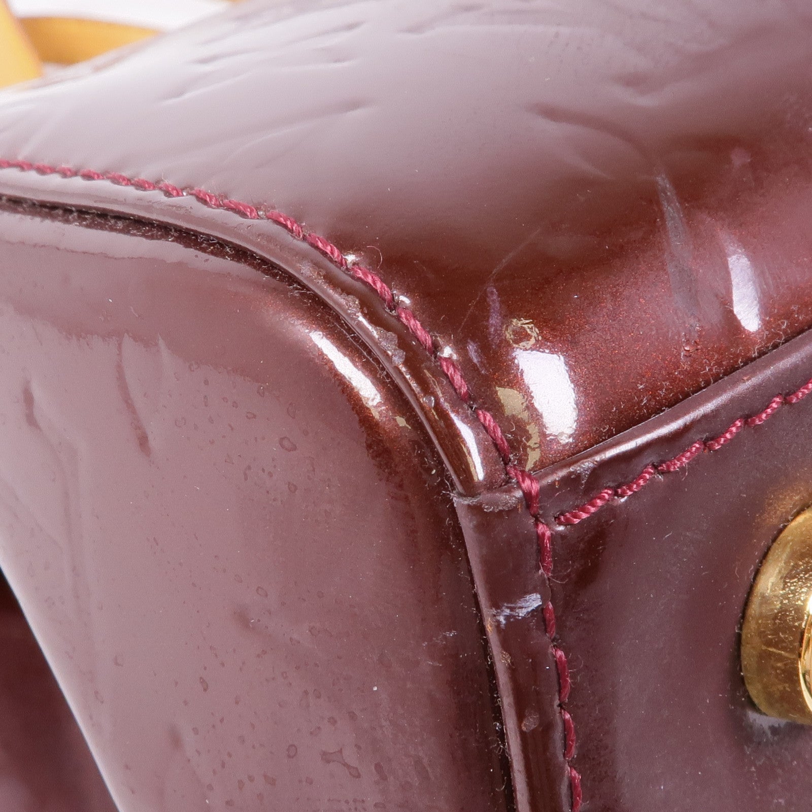 LOUIS VUITTON Vernis Brea MM金扣手挽肩背兩用袋Rouge Fauviste