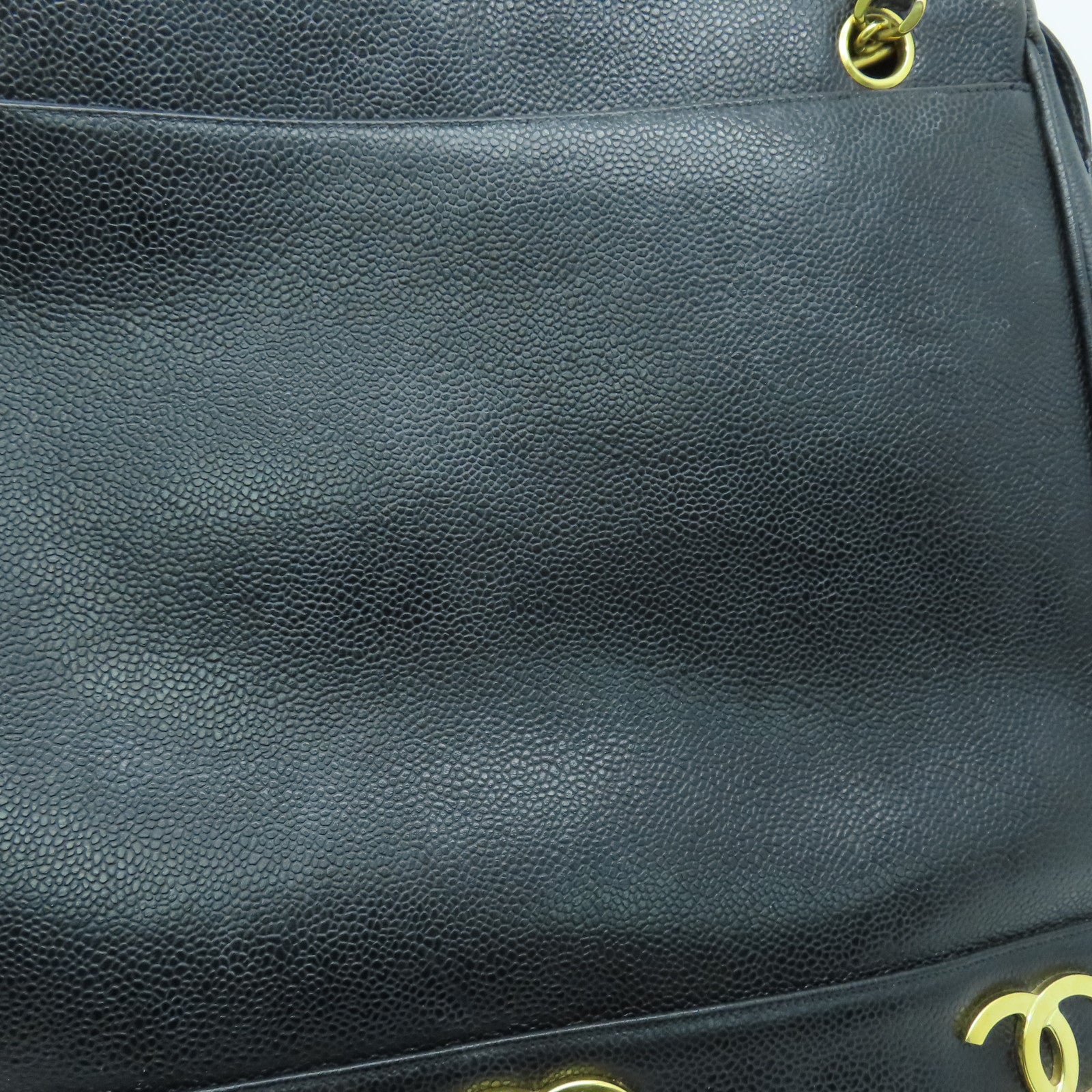 CHANEL cowhide leather Shoulder Bag gold buckle shoulder bag black