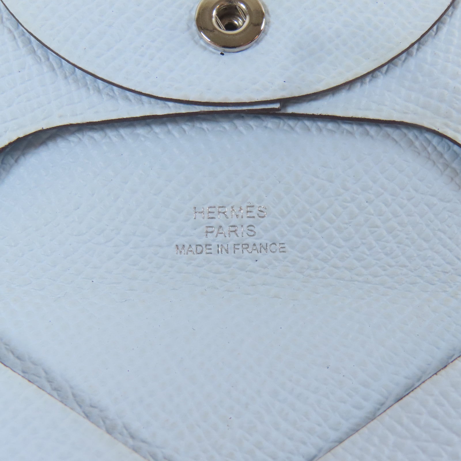 HERMES Epsom皮革Bastia銀扣零錢包Bleu Pale/聖杯藍