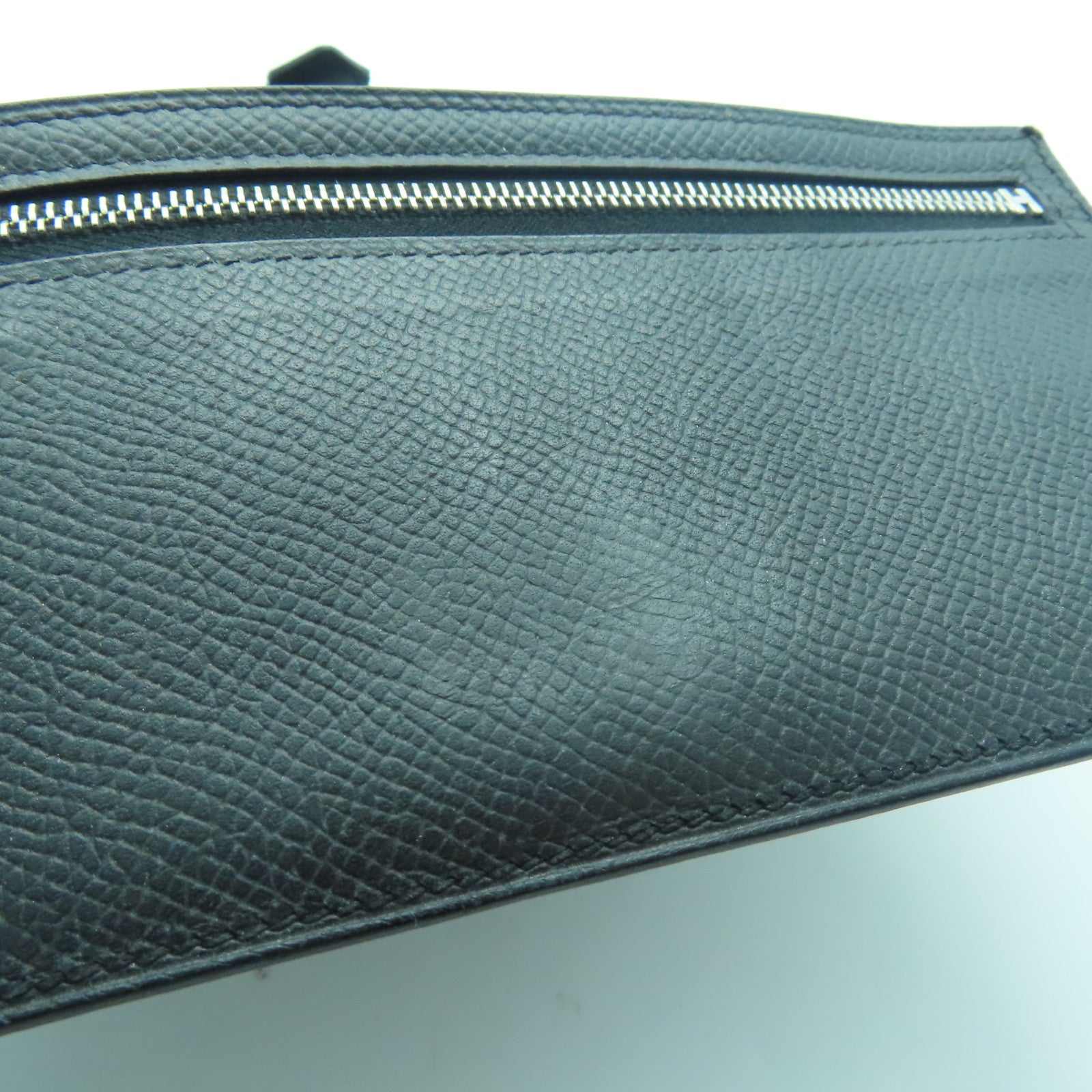 HERMES Epsom皮革Bearn W Snap銀扣長錢包Noir/黑色