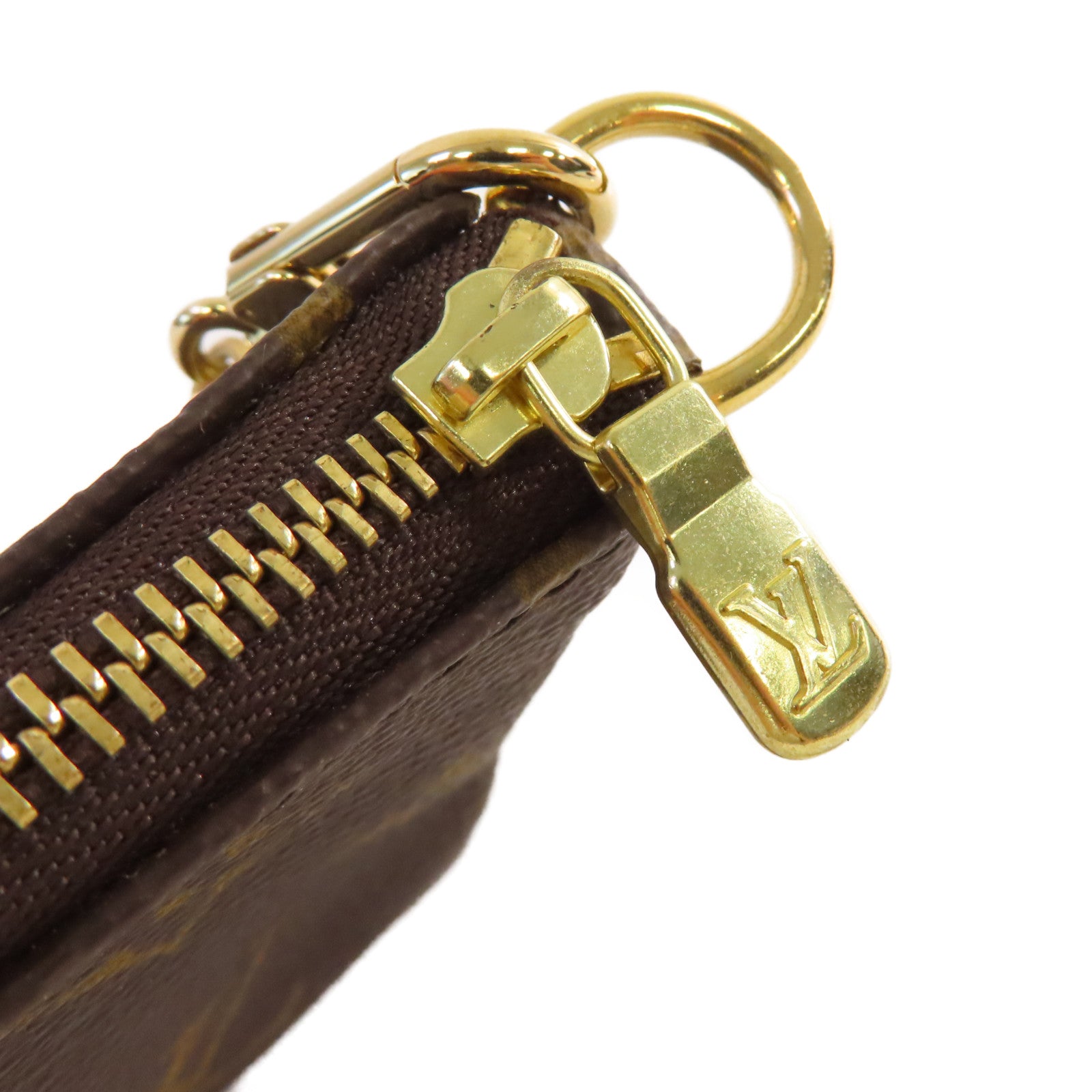 LOUIS VUITTON Monogram Mini Pochette Accessoires金扣鏈帶手拿包啡色