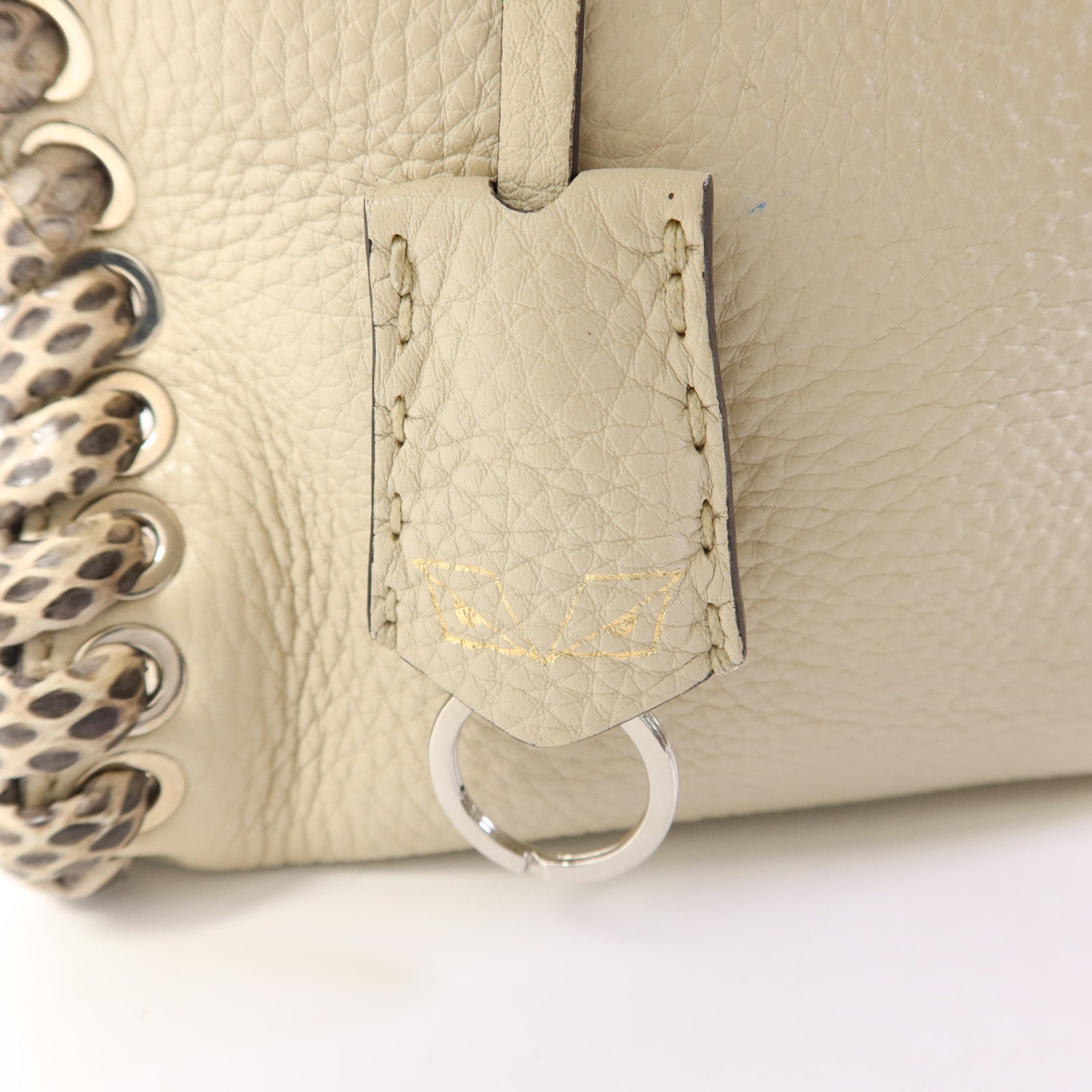 FENDI 牛皮/蛇皮皮革2 Way Shoulder Bag銀扣手挽肩背兩用袋