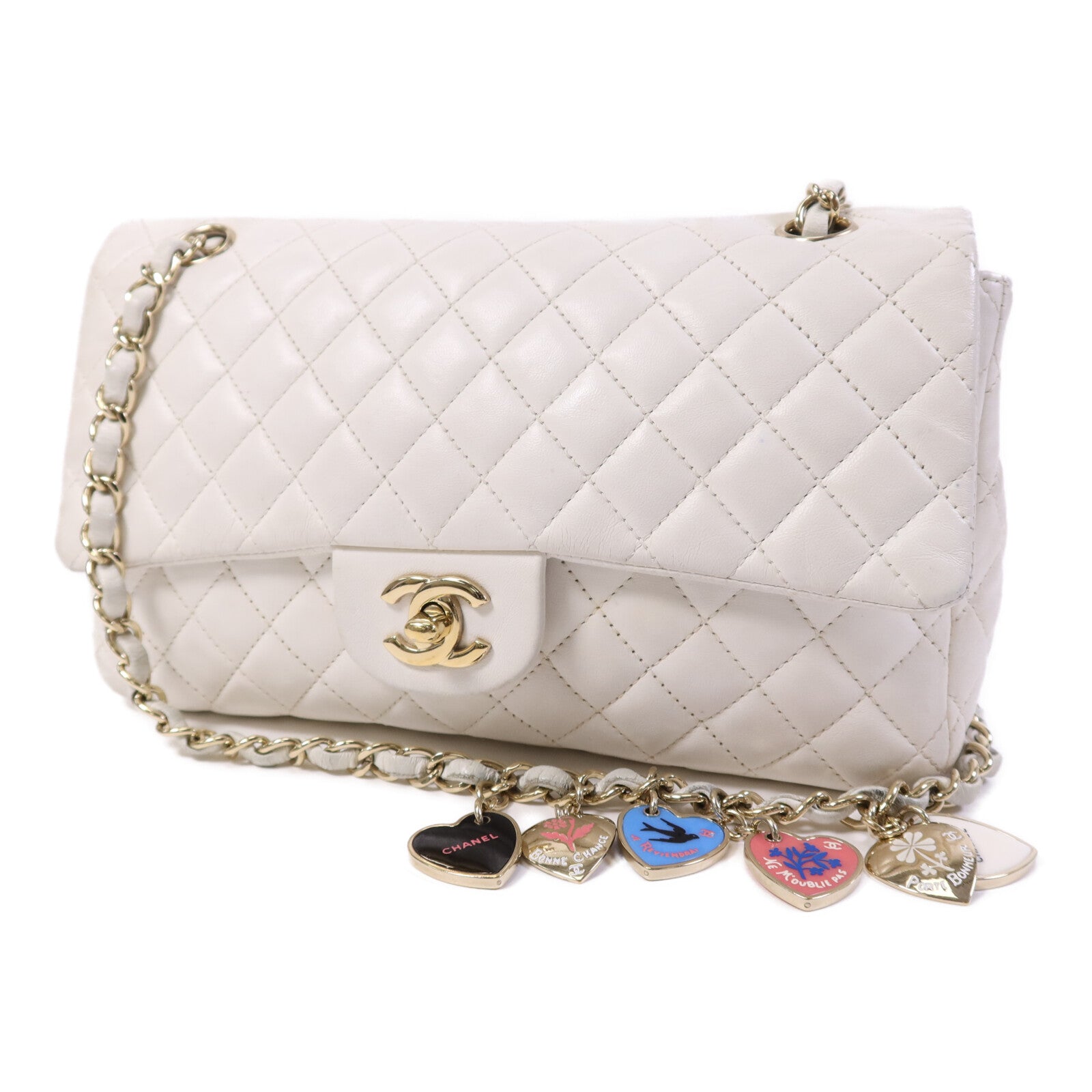 CHANEL 羊皮皮革Classique Valentine金扣鏈帶肩背袋