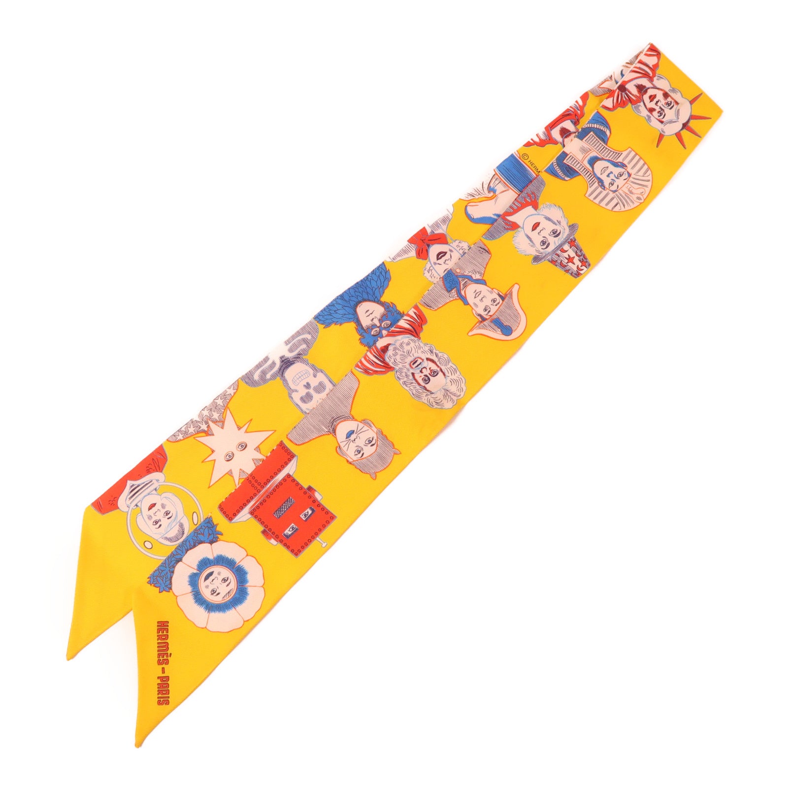 HERMES Twilly Scarf Scarves Silk Yellow