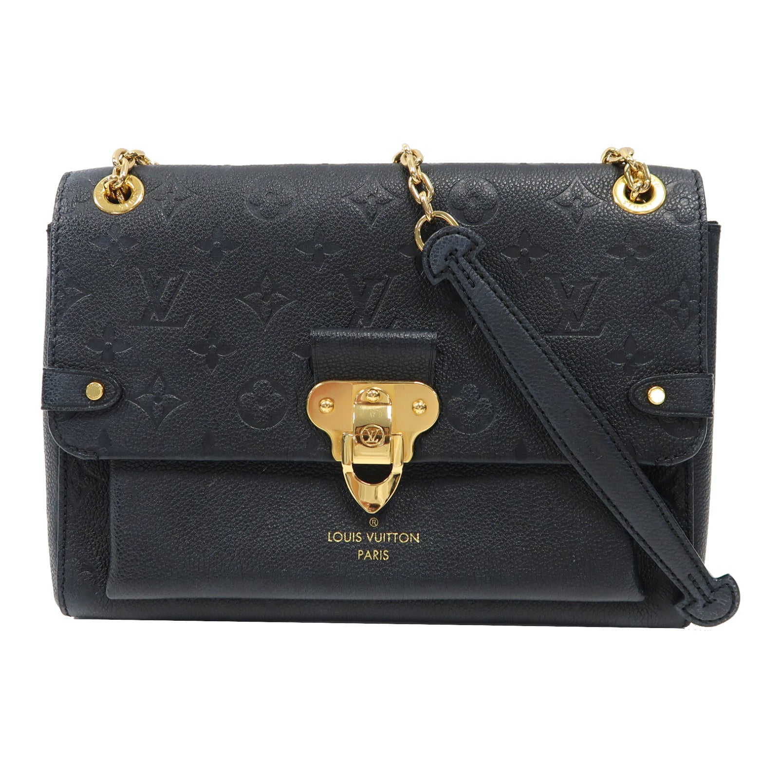 LOUIS VUITTON Monogram Empreinte Vavin PM金扣鏈帶肩背袋黑色