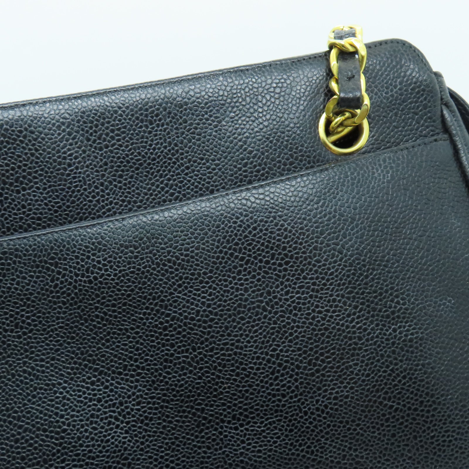 CHANEL cowhide leather Shoulder Bag gold buckle shoulder bag black