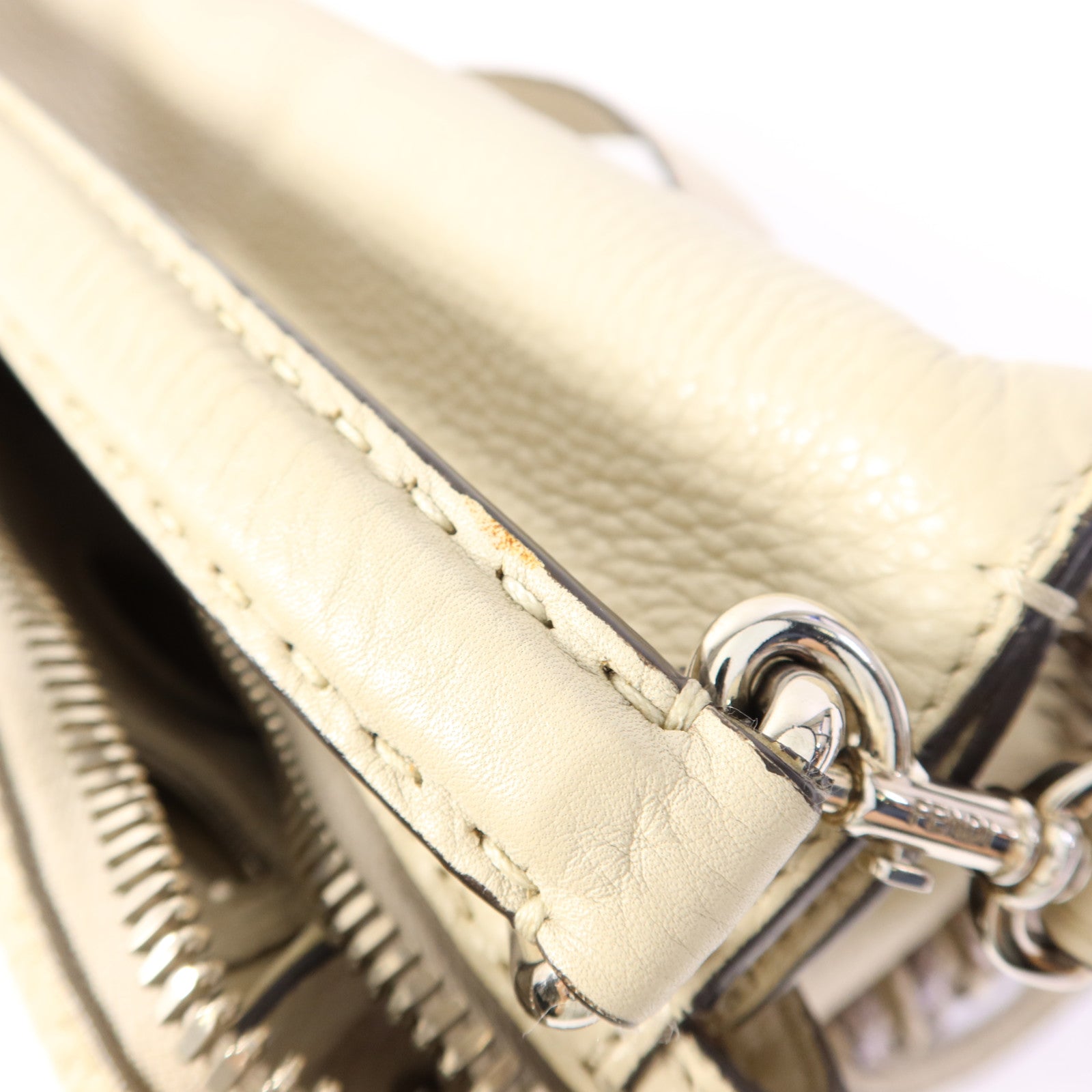 FENDI 牛皮/蛇皮皮革2 Way Shoulder Bag銀扣手挽肩背兩用袋