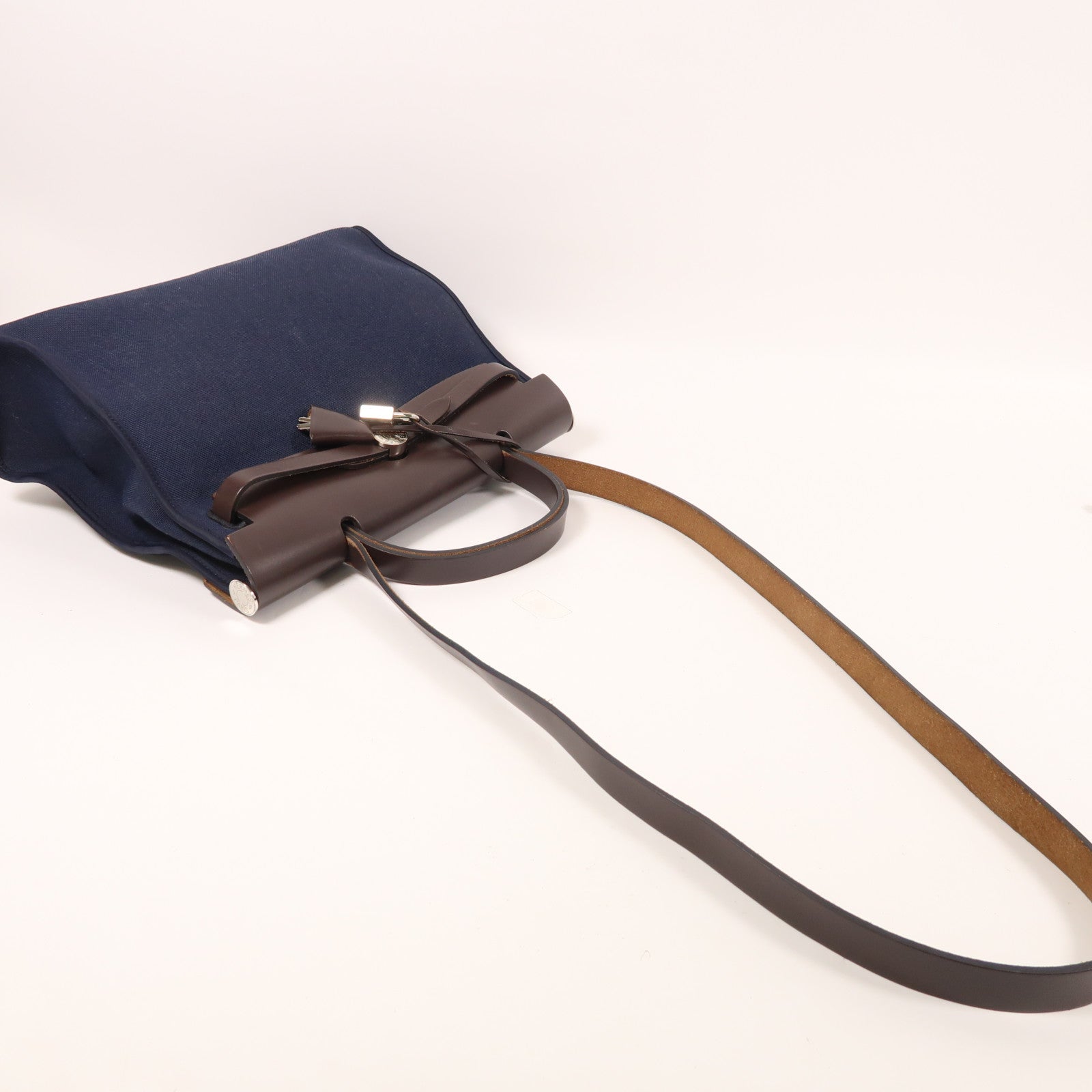HERMES 帆布Herbag PM銀扣手挽肩背兩用袋