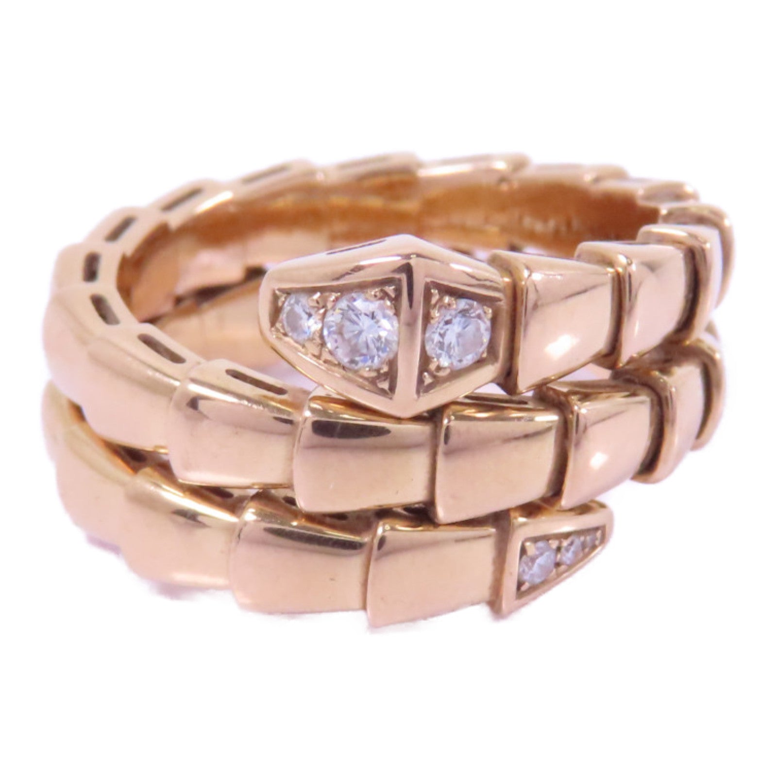 BVLGARI 18K玫瑰金Serperti Viper Diamond Ring鑽石戒指US#5.5