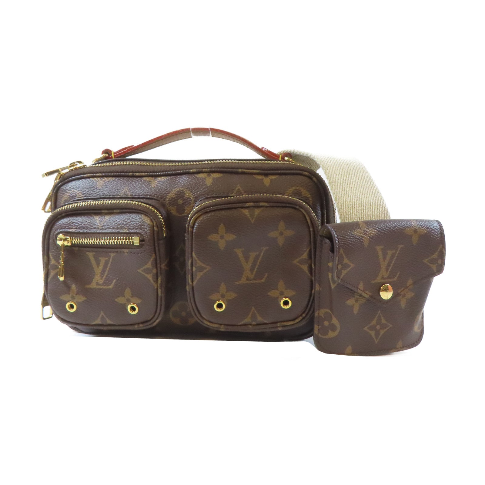 LOUIS VUITTON 【激減優惠】Monogram Utility 2 Way Shoulder Bag金扣手挽肩背兩用袋啡色