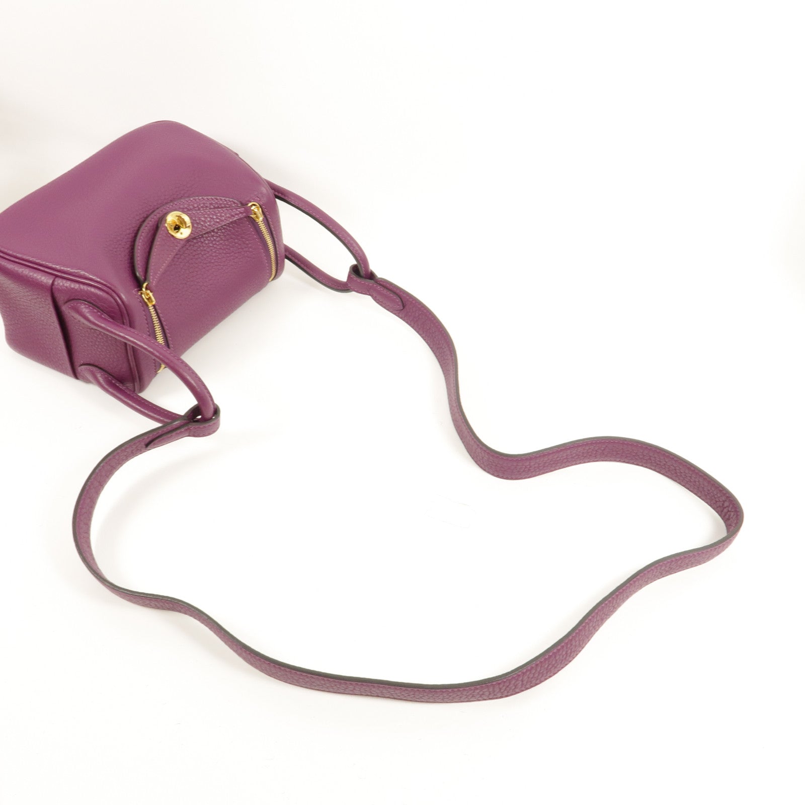 HERMES Clemence皮革Mini Lindy金扣手挽肩背兩用袋Anemone