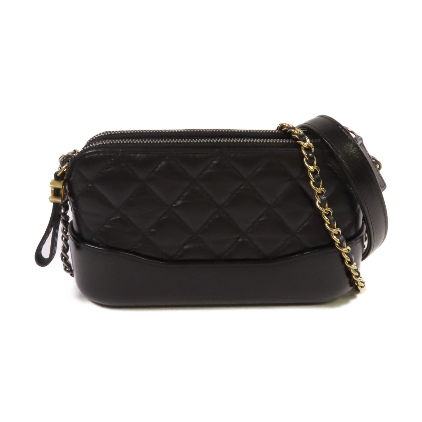 CHANEL 菱格牛皮皮革Gabrielle WOC Wallet On Chain Shoulder Bag鏈帶肩背袋黑色