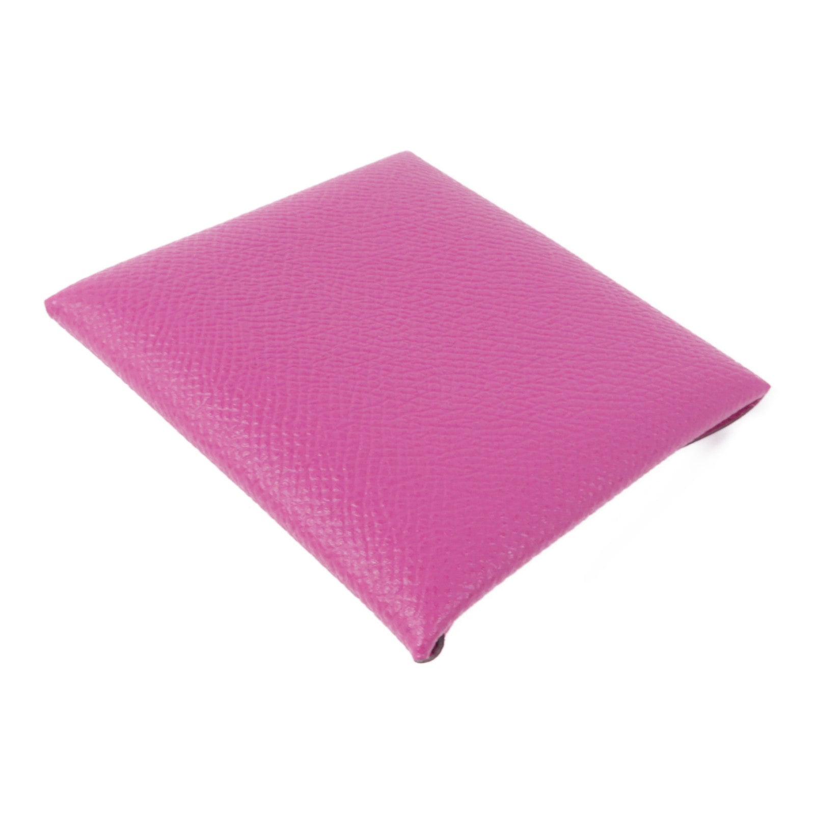 HERMES Epsom皮革Bastia銀扣零錢包Rose Purple