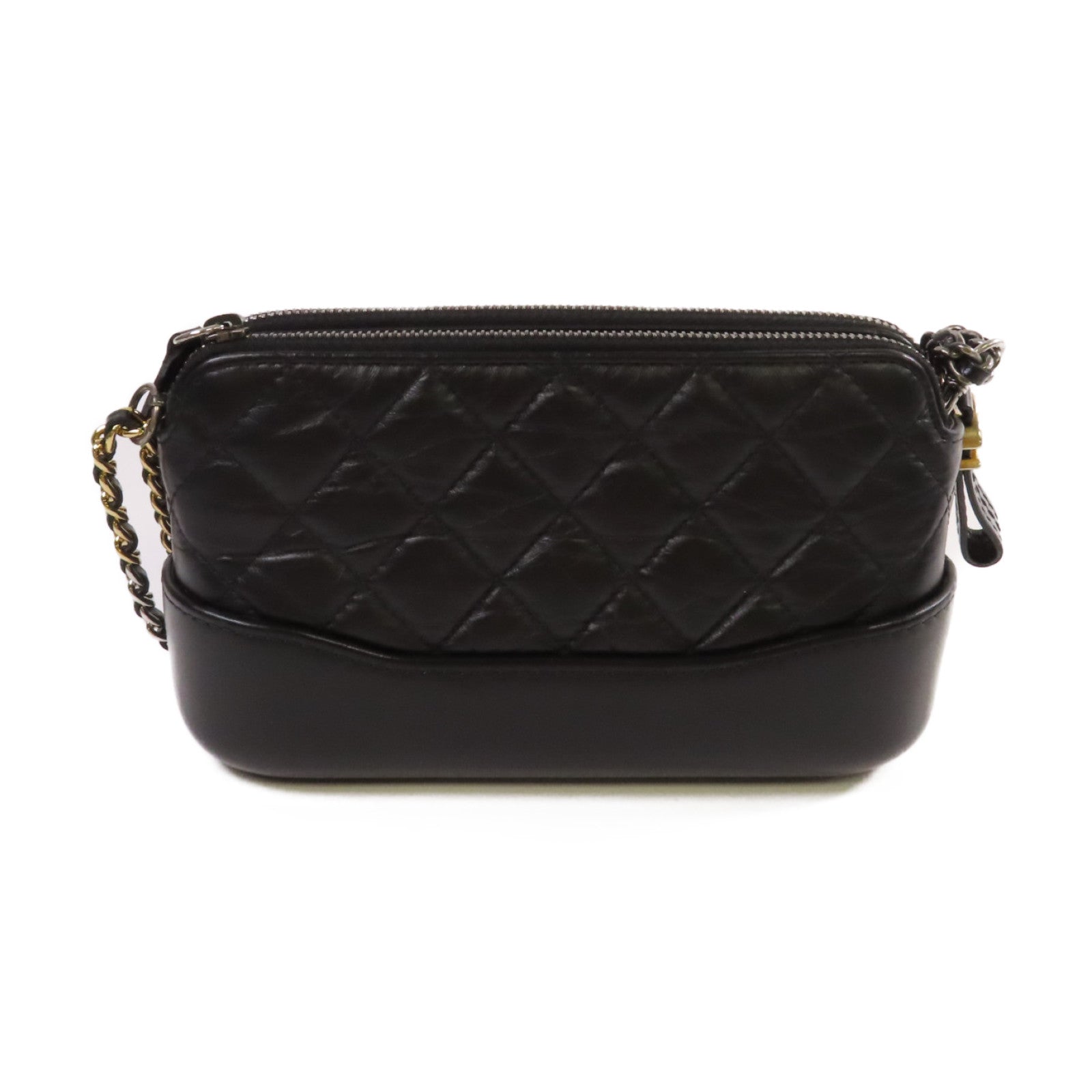 CHANEL 菱格牛皮皮革Gabrielle WOC Wallet On Chain Shoulder Bag鏈帶肩背袋黑色