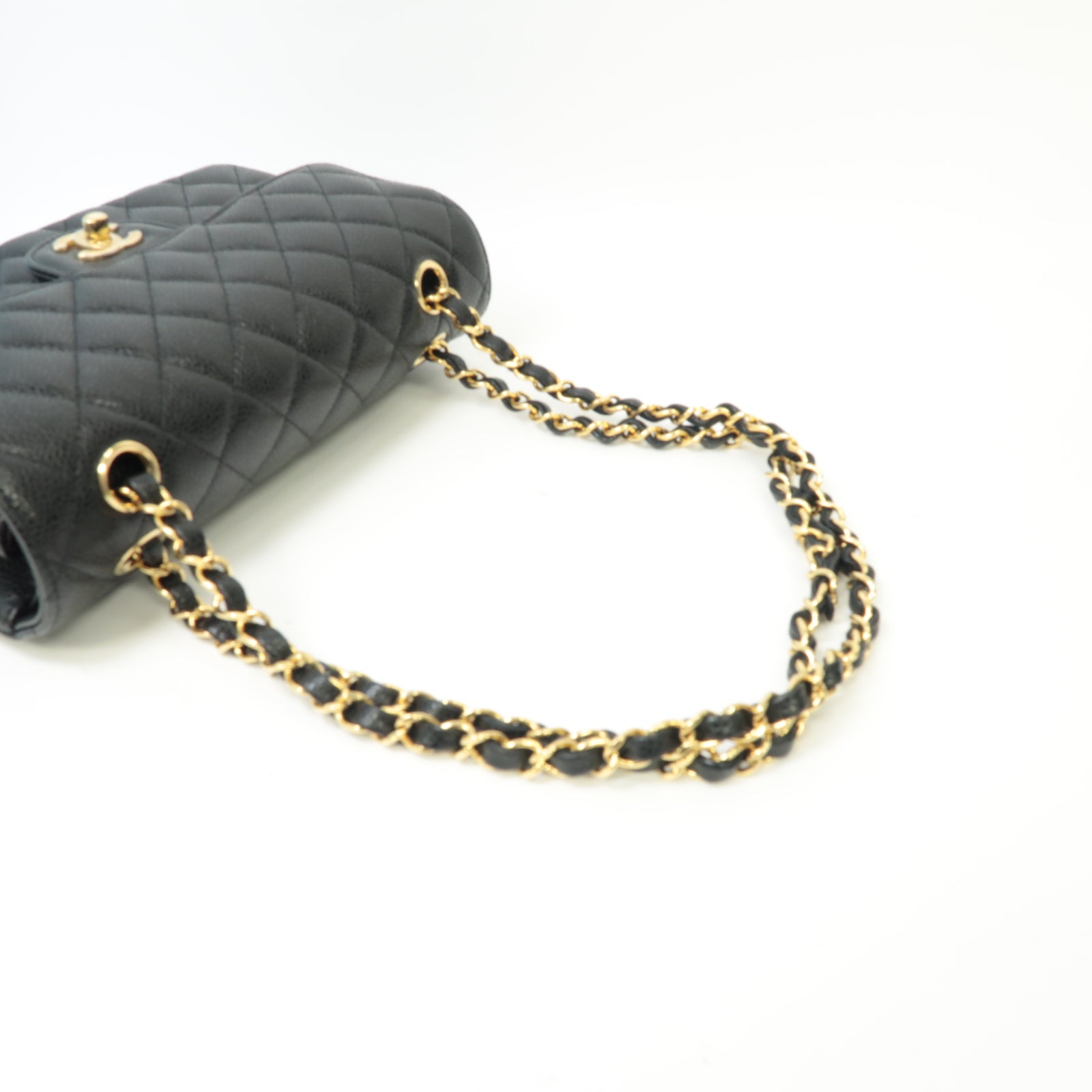 CHANEL Caviar皮革Classic 23金扣鏈帶肩背袋黒色