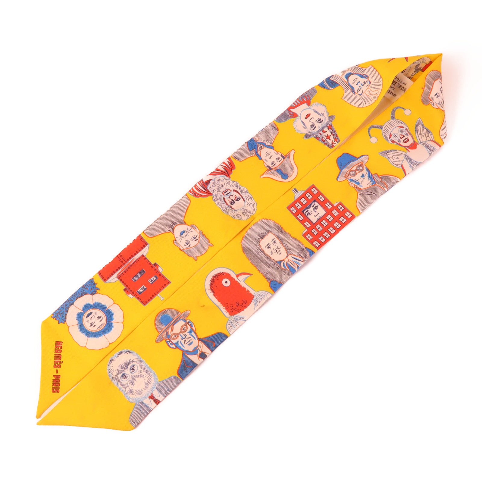 HERMES Twilly Scarf Scarves Silk Yellow