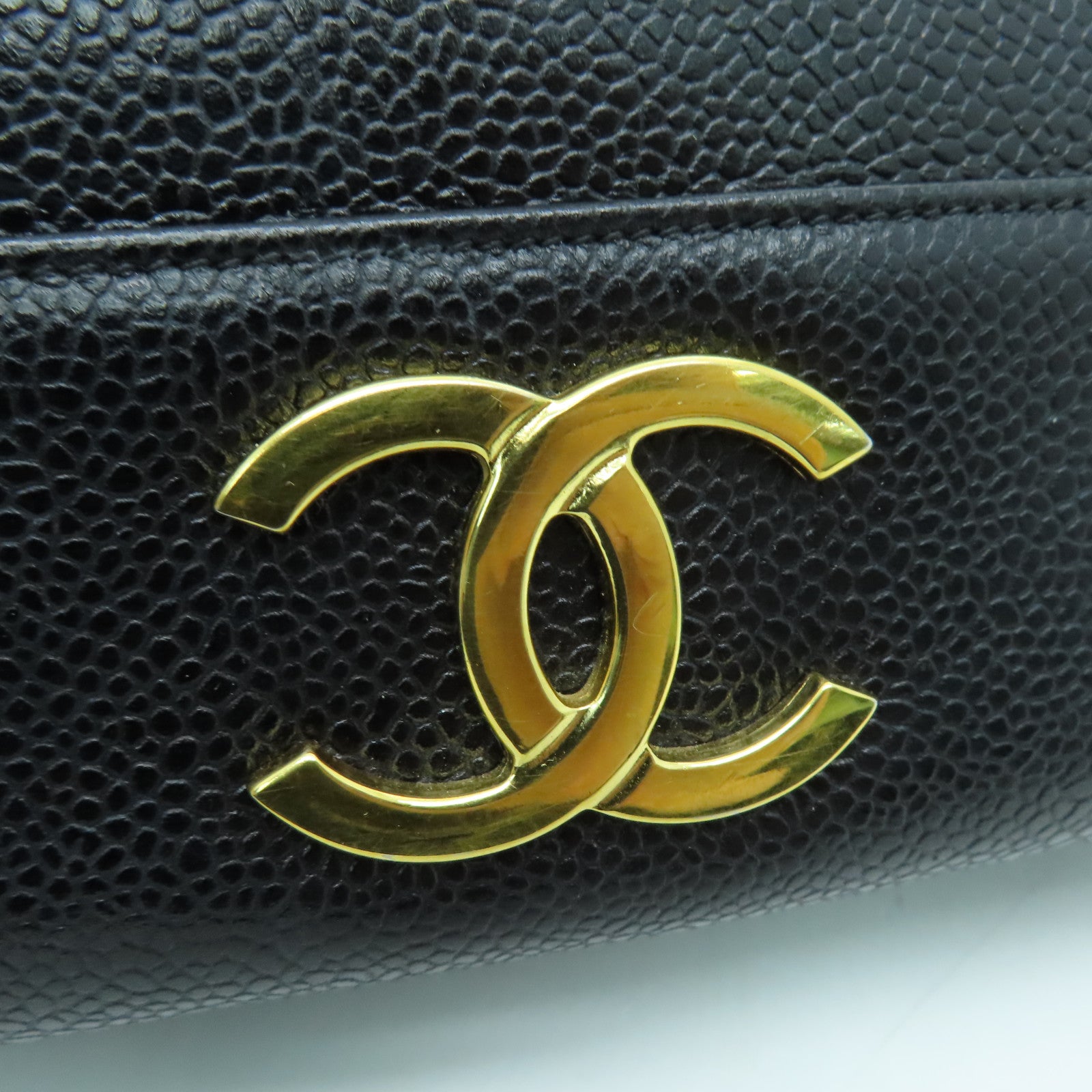 CHANEL cowhide leather Shoulder Bag gold buckle shoulder bag black